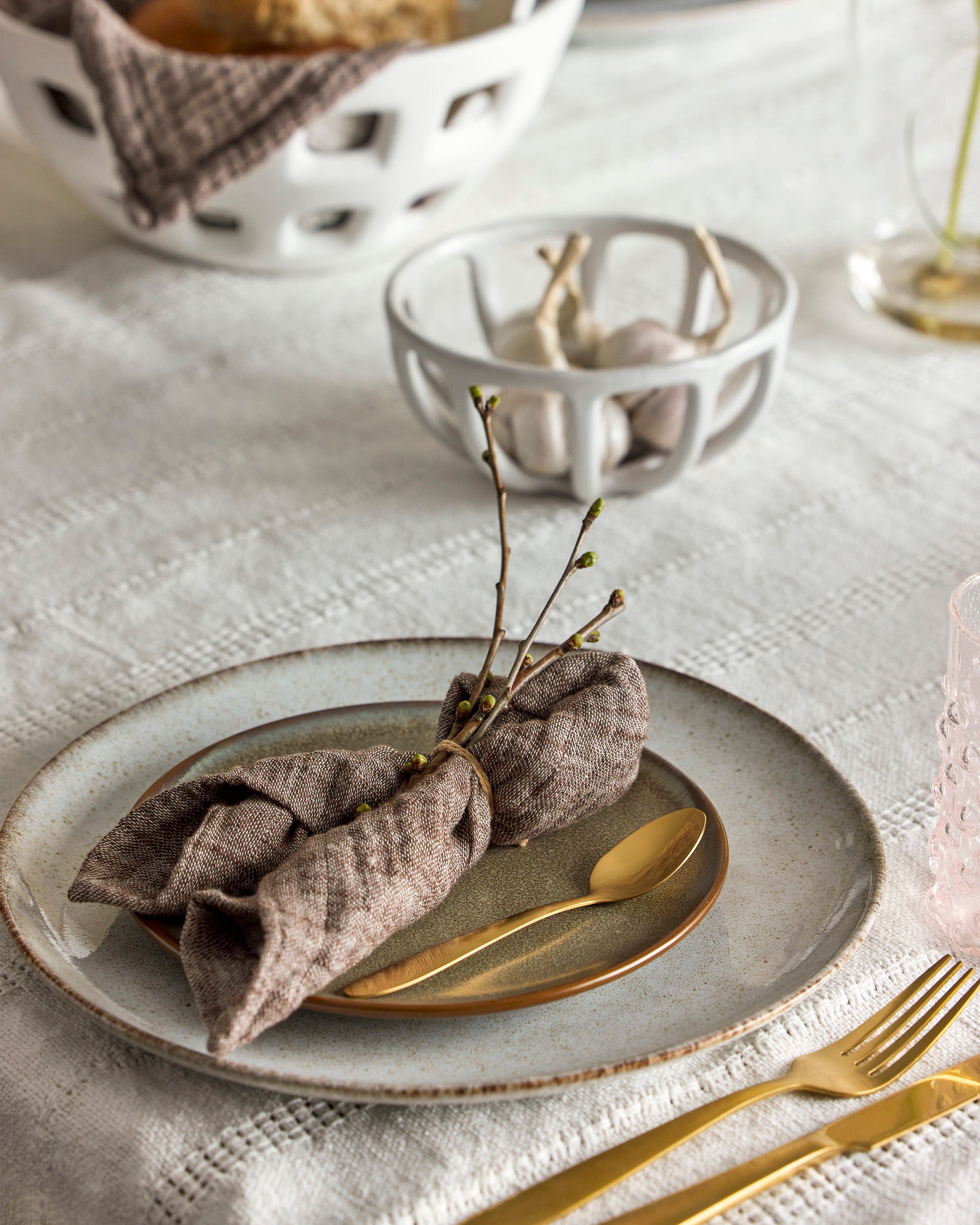 Serviette de table Heika brune - coton - lot de 4