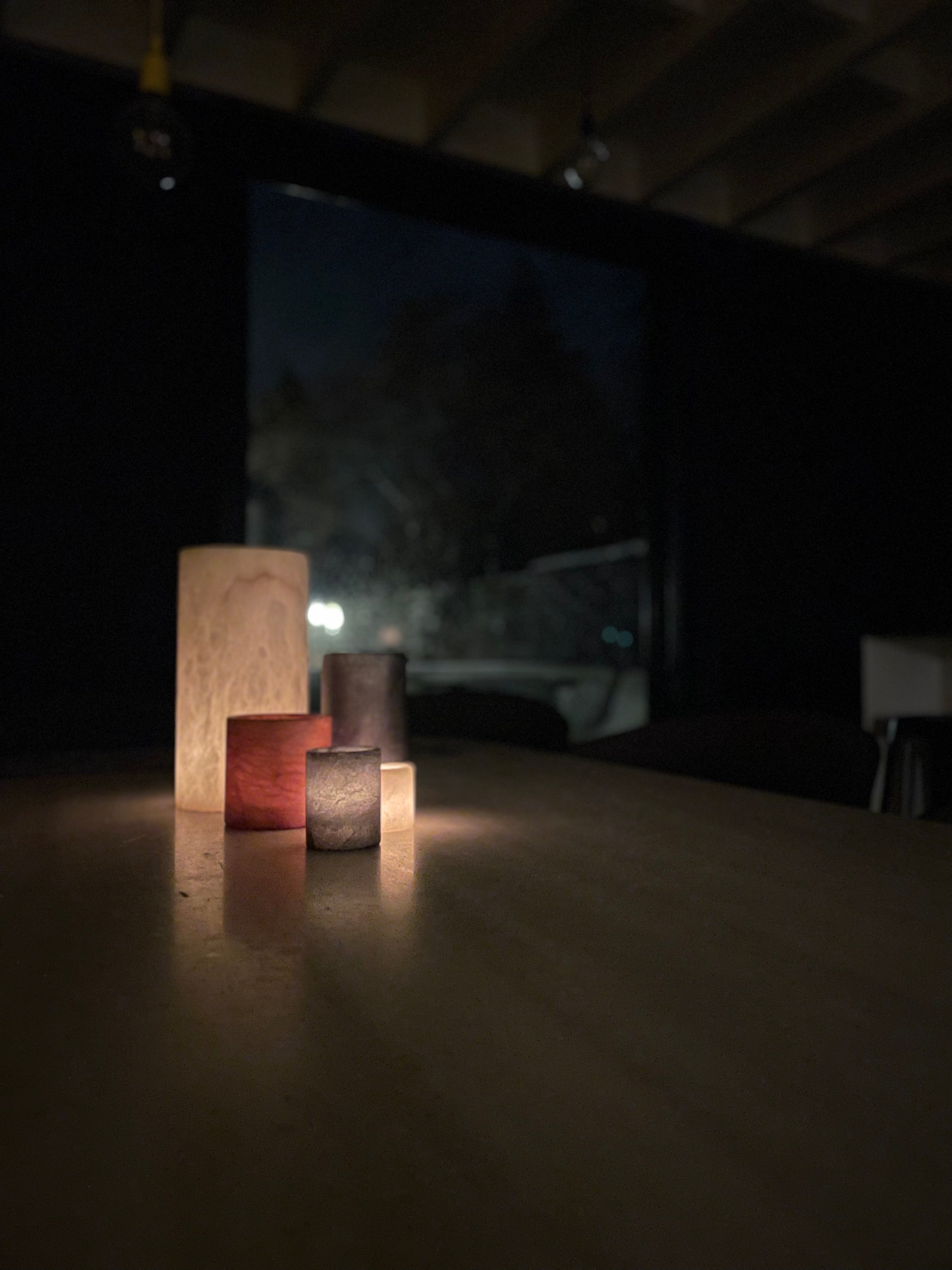 Bougeoir albâtre vert M