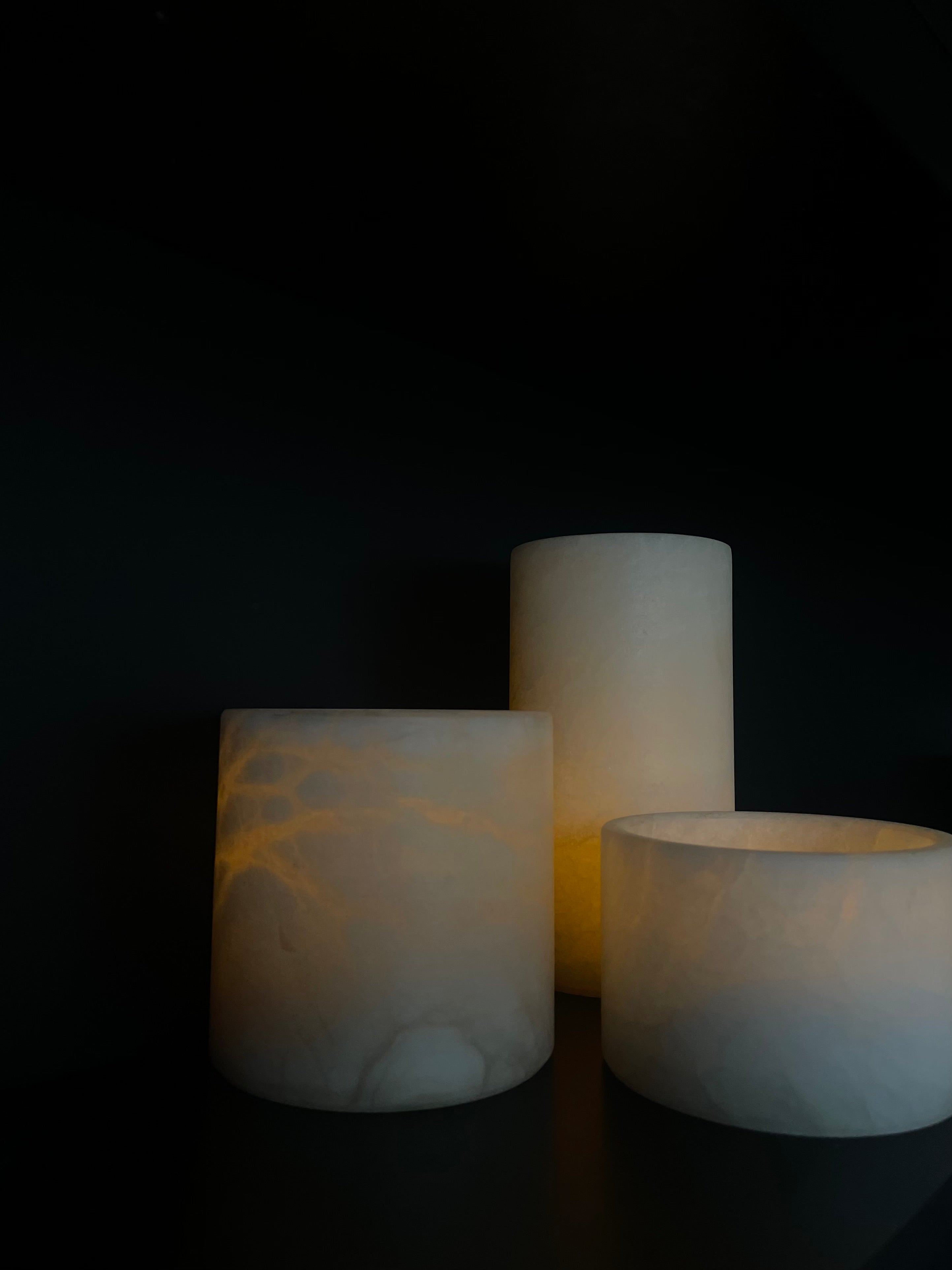 Candle holder alabaster beige S