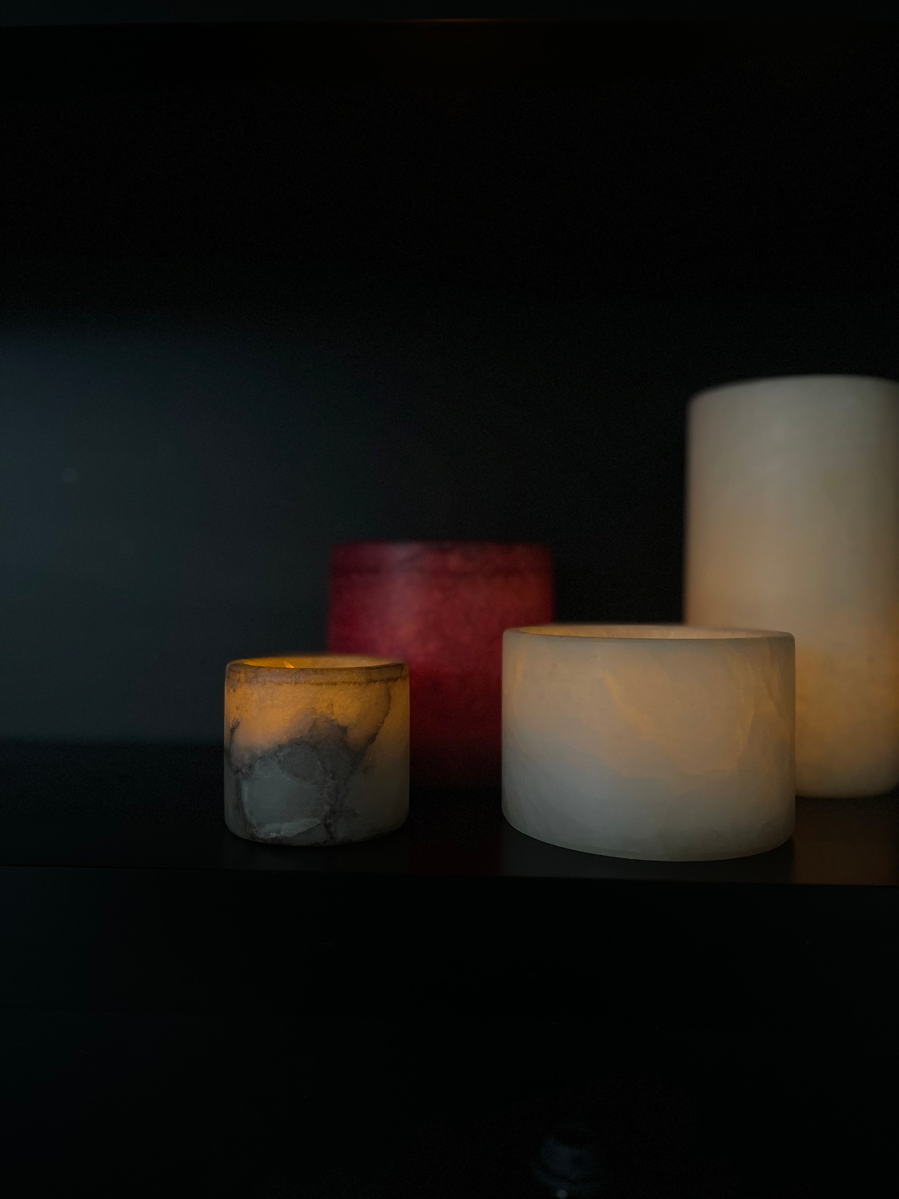 Candle holder alabaster burgundy S wide