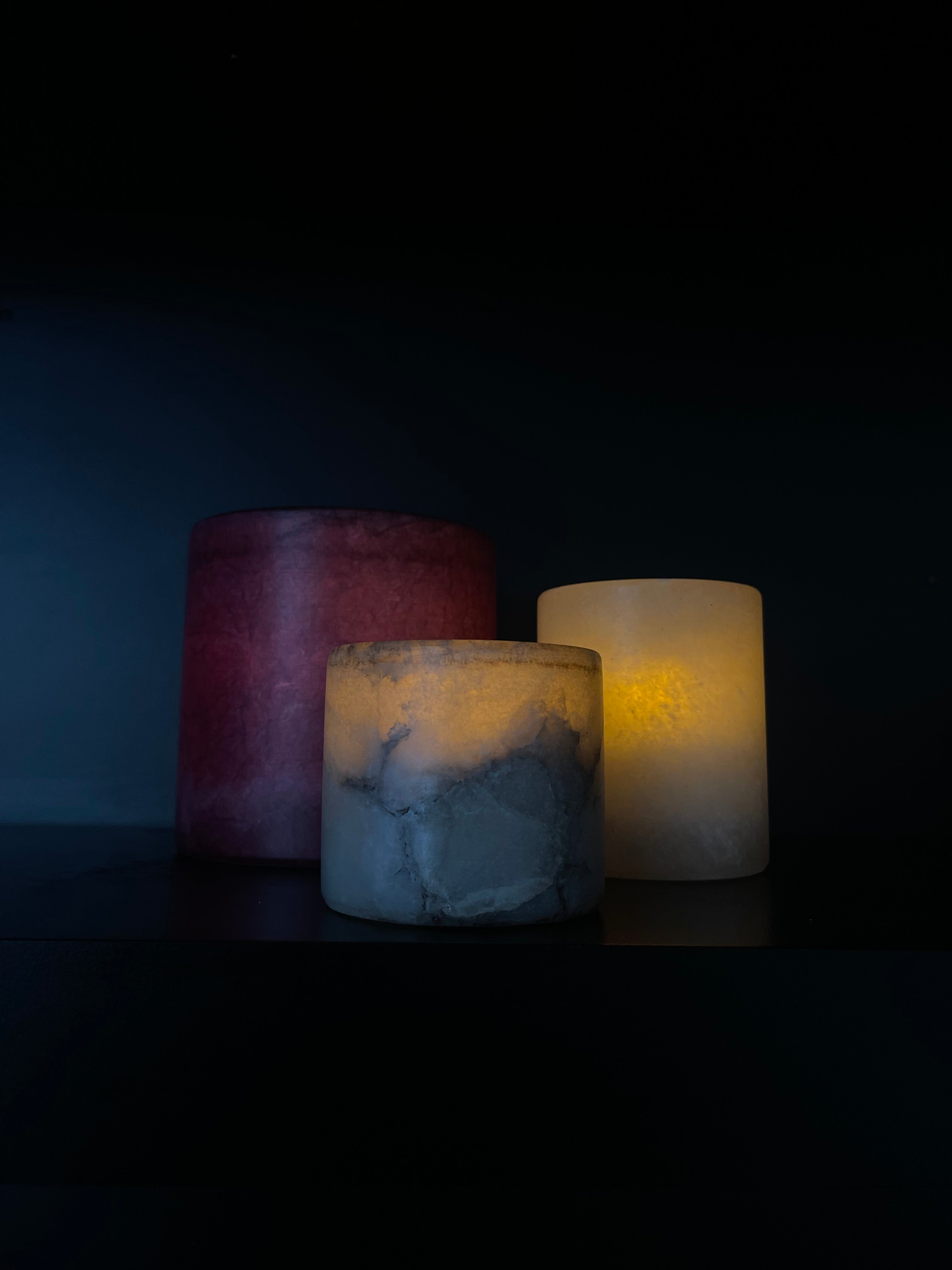 Bougeoir albâtre bordeaux S large