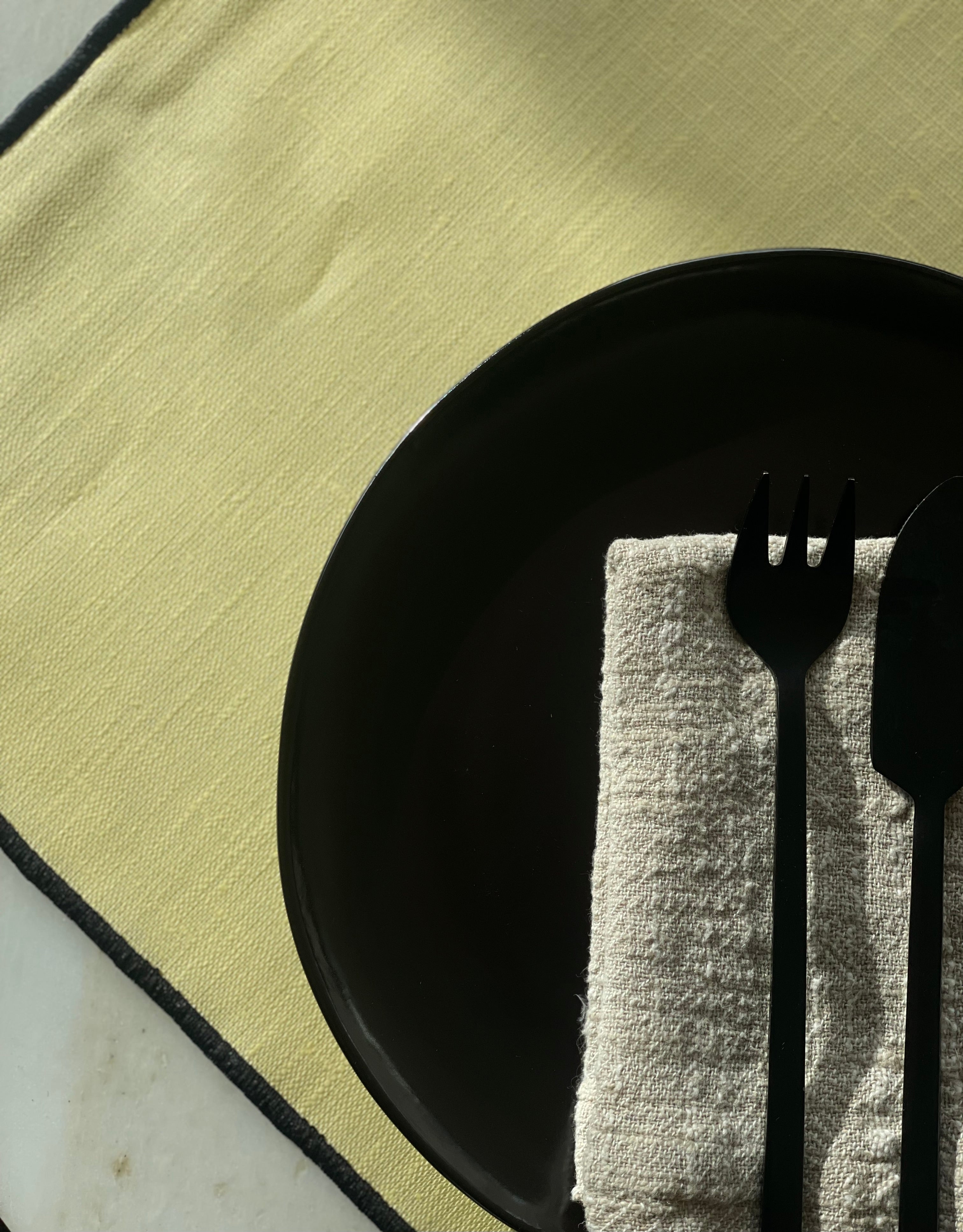 Placemats linen with coating - Yellow - set of 4