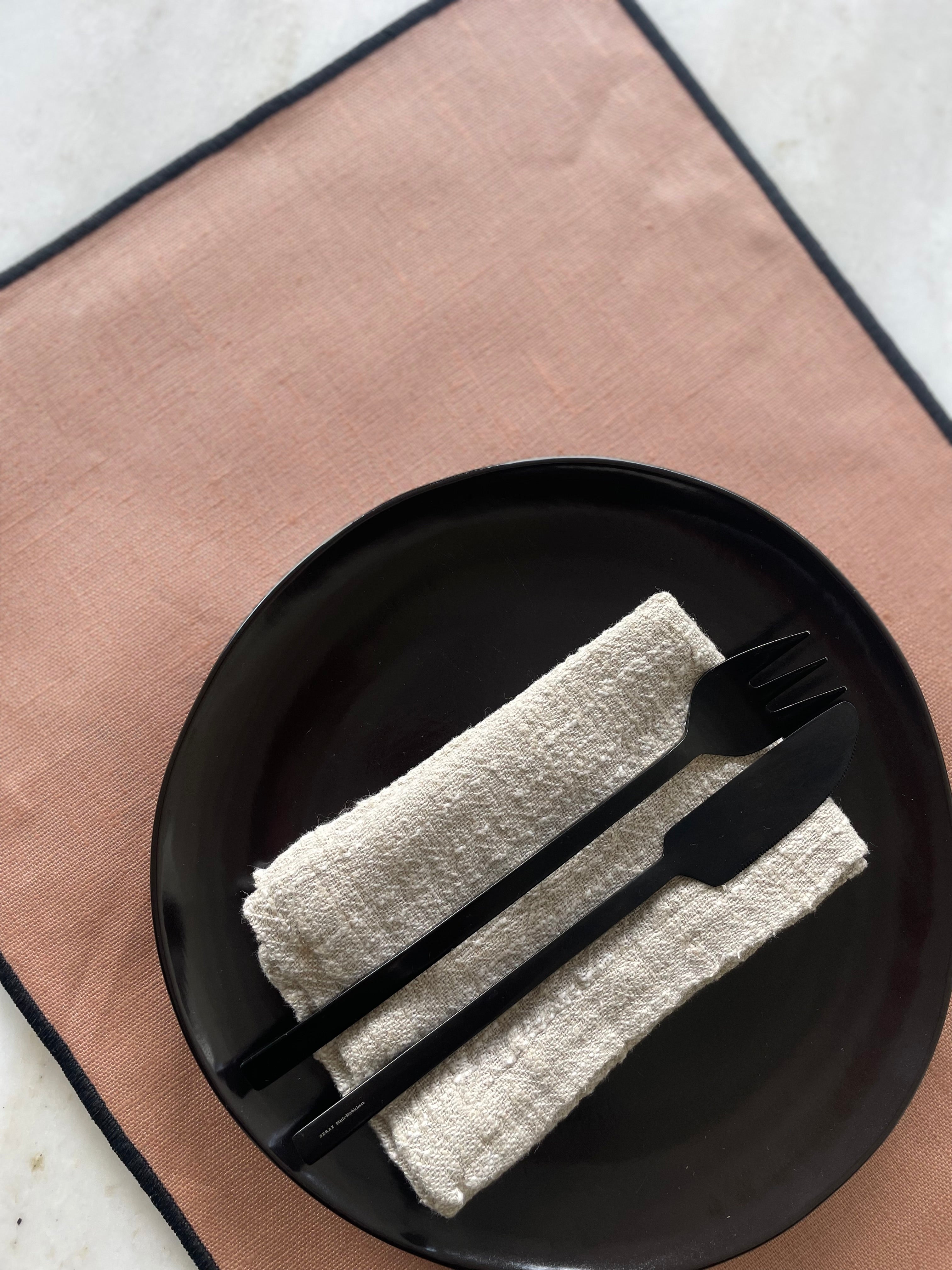 Sets de table en lin avec revêtement - vieux rose - set de 4