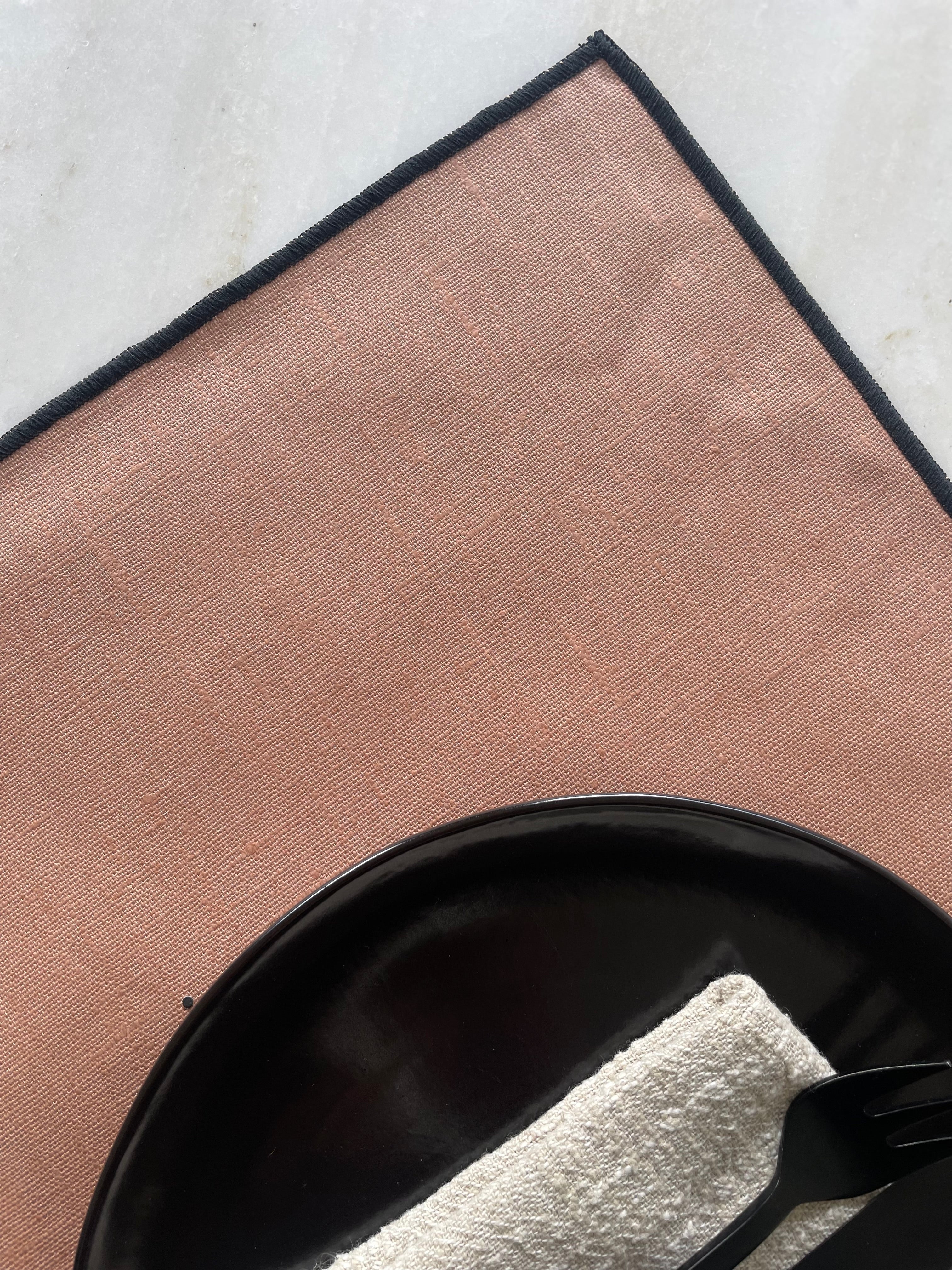 Sets de table en lin avec revêtement - vieux rose - set de 4