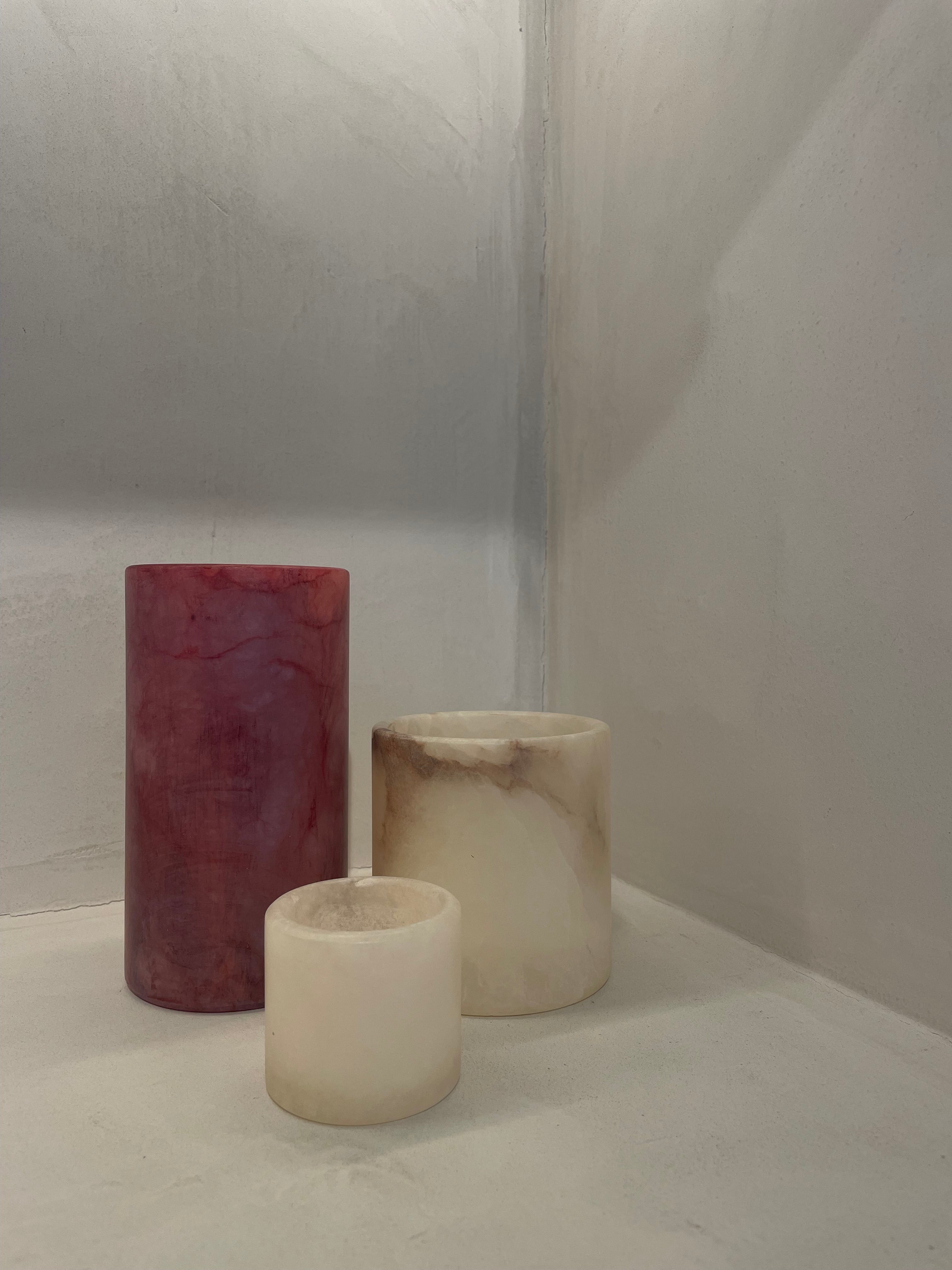 Candle holder alabaster burgundy M