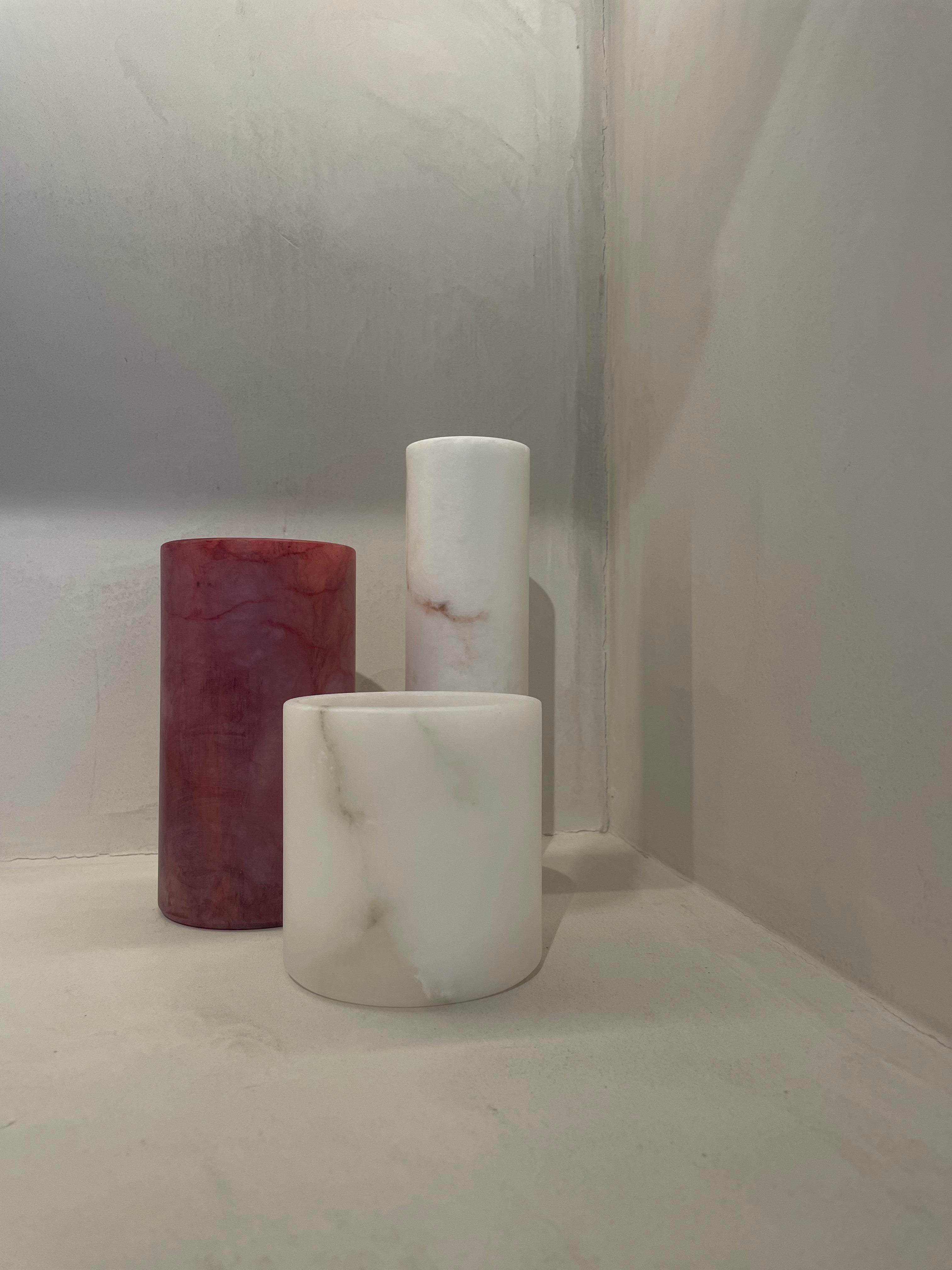 Candle holder alabaster burgundy M