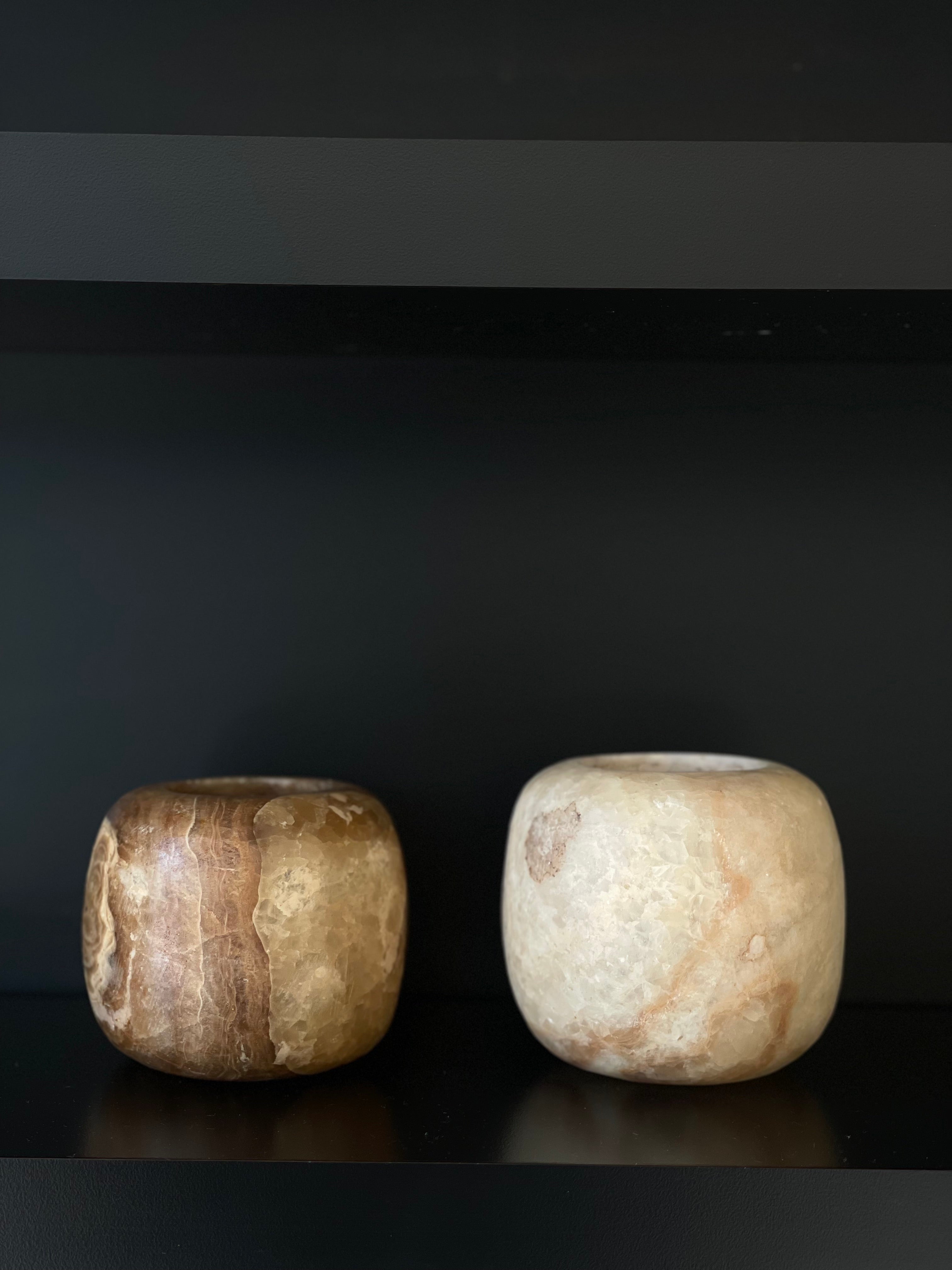 Egyptian Alabaster Set No. 1 - Set of 2 - Spherical Shape