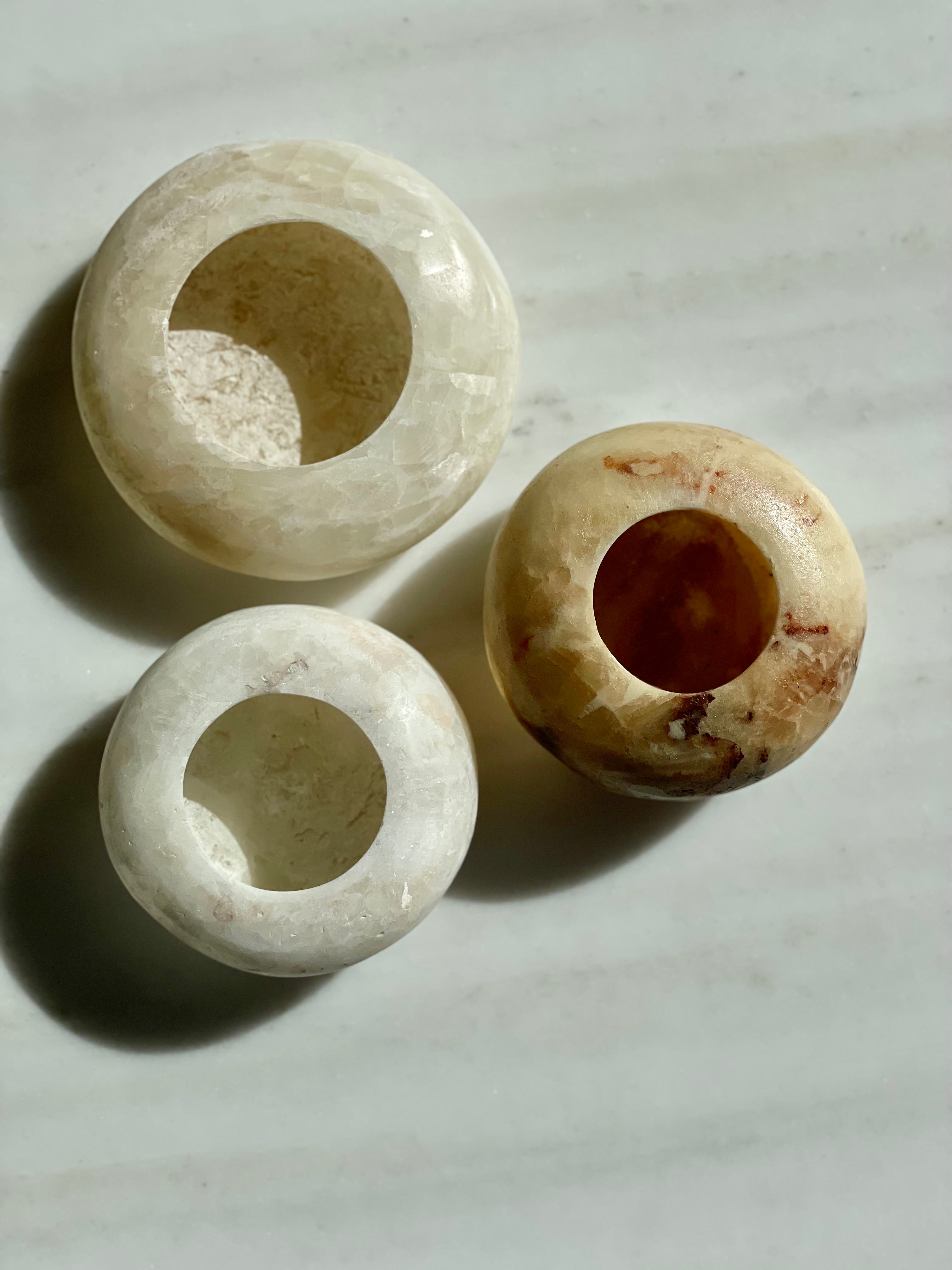 Set Egyptische albast N°13 - set van 3 - halo vorm