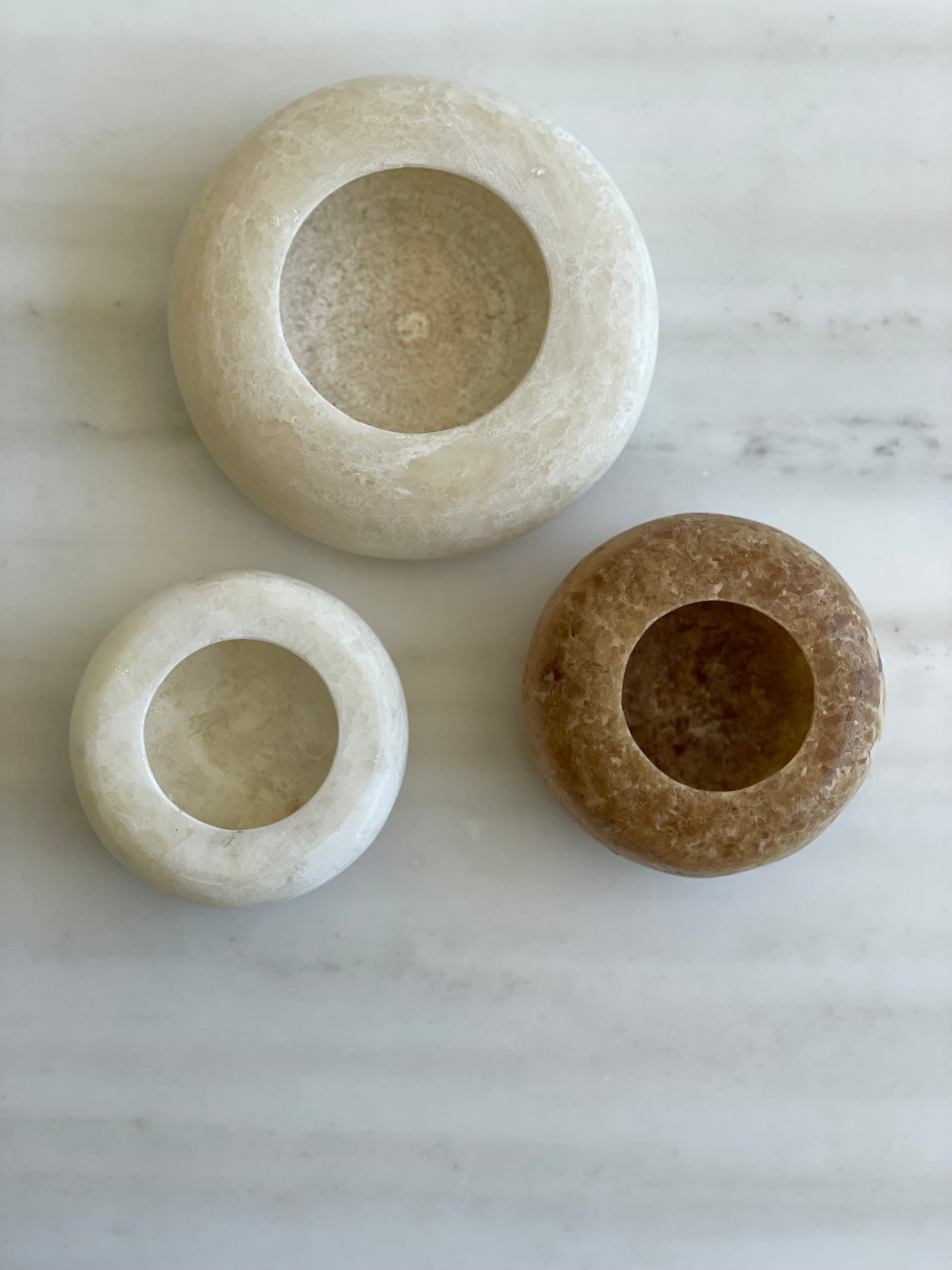 Set albâtre égyptien n° 12 - lot de 3 - forme halo