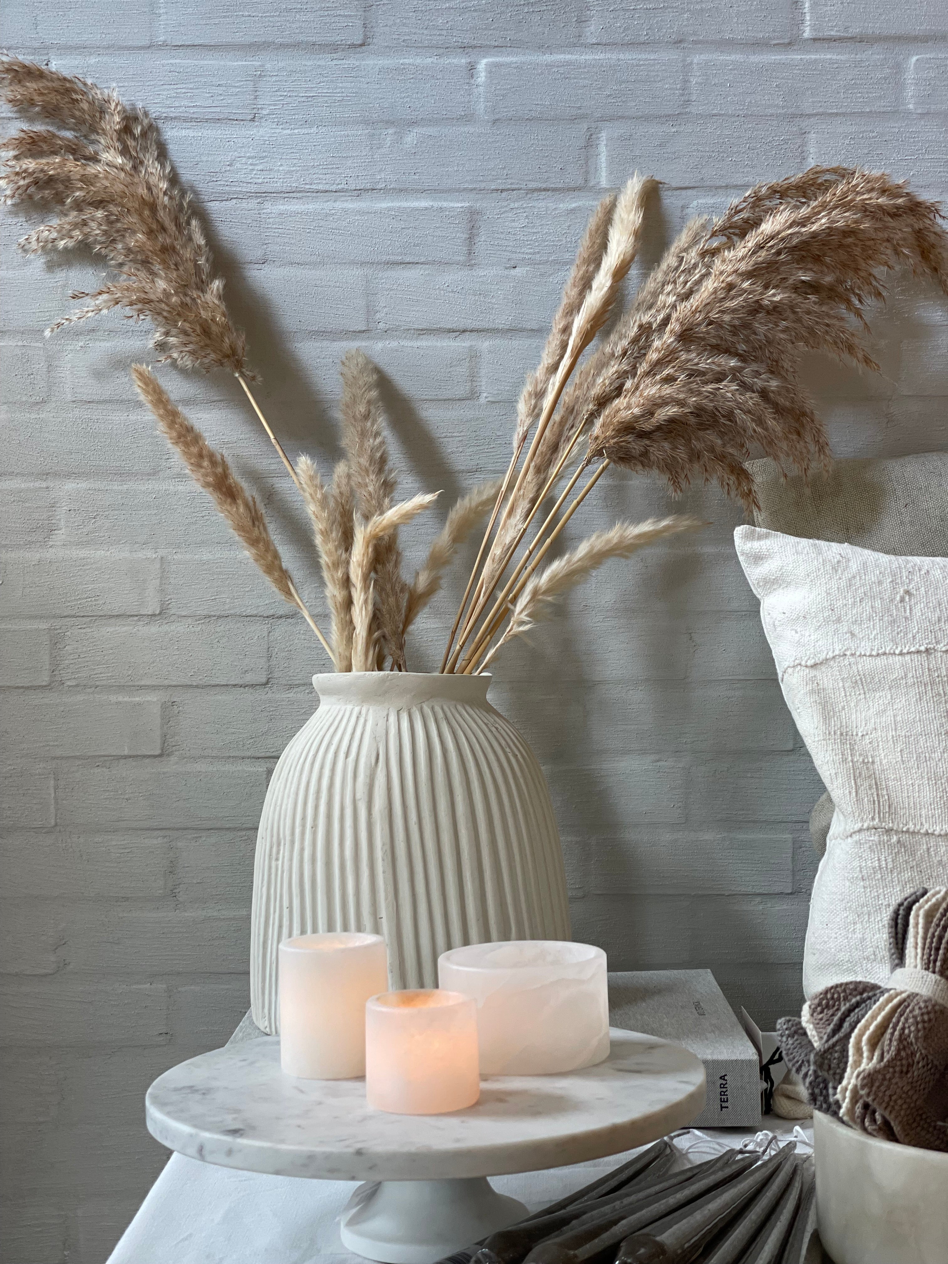 Candle holder alabaster white XS