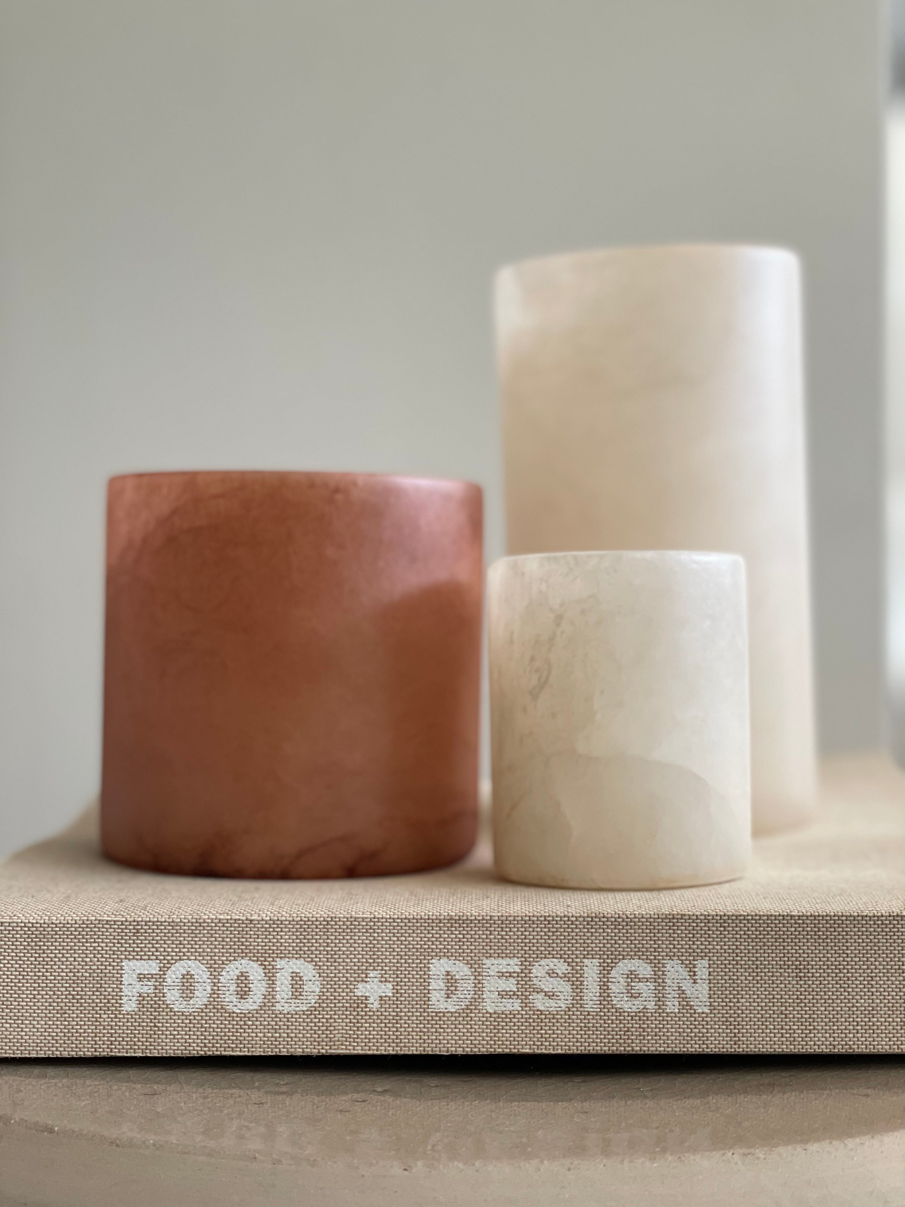 Bougeoir en albâtre beige M