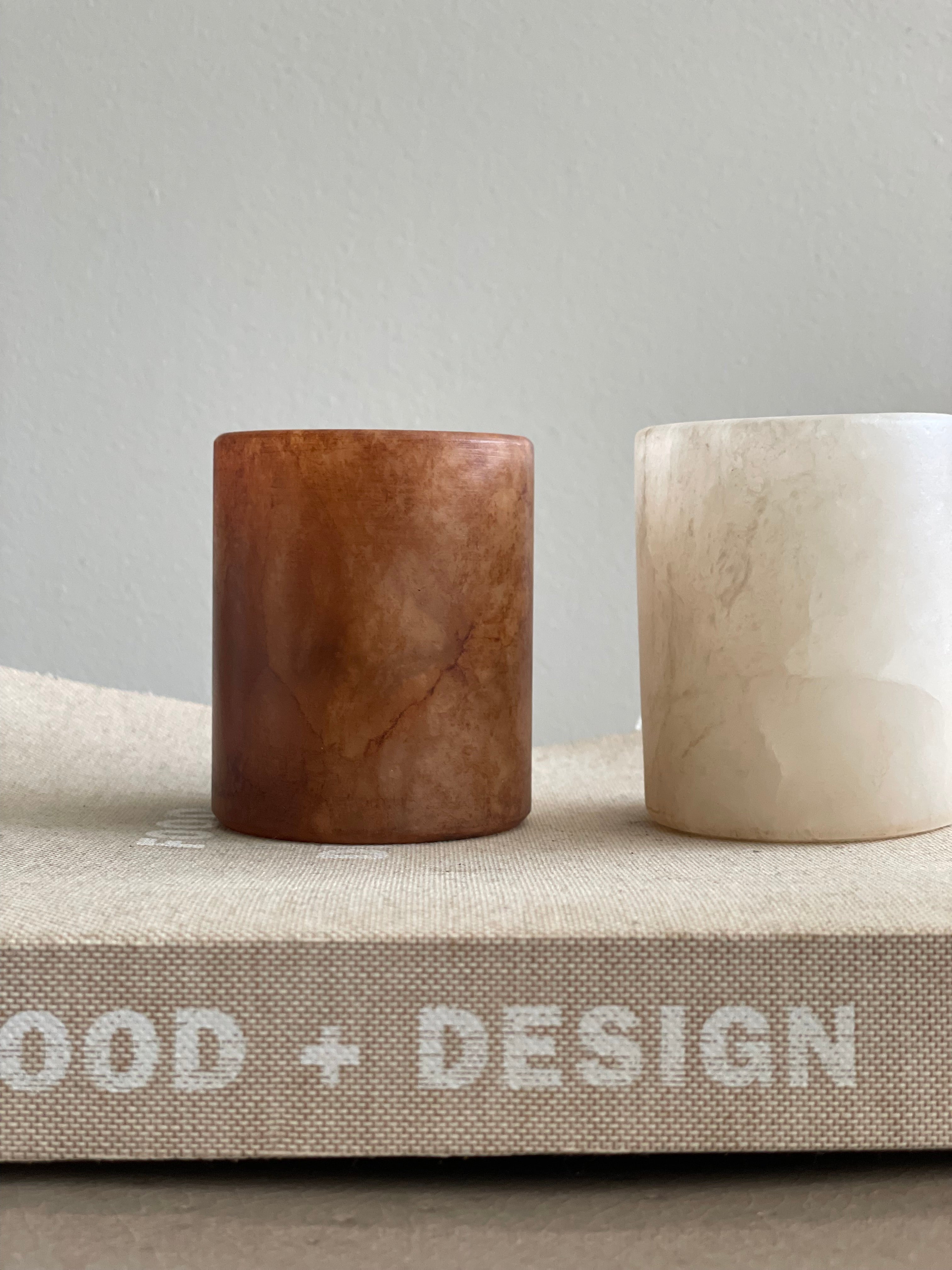 Bougeoir en albâtre beige S