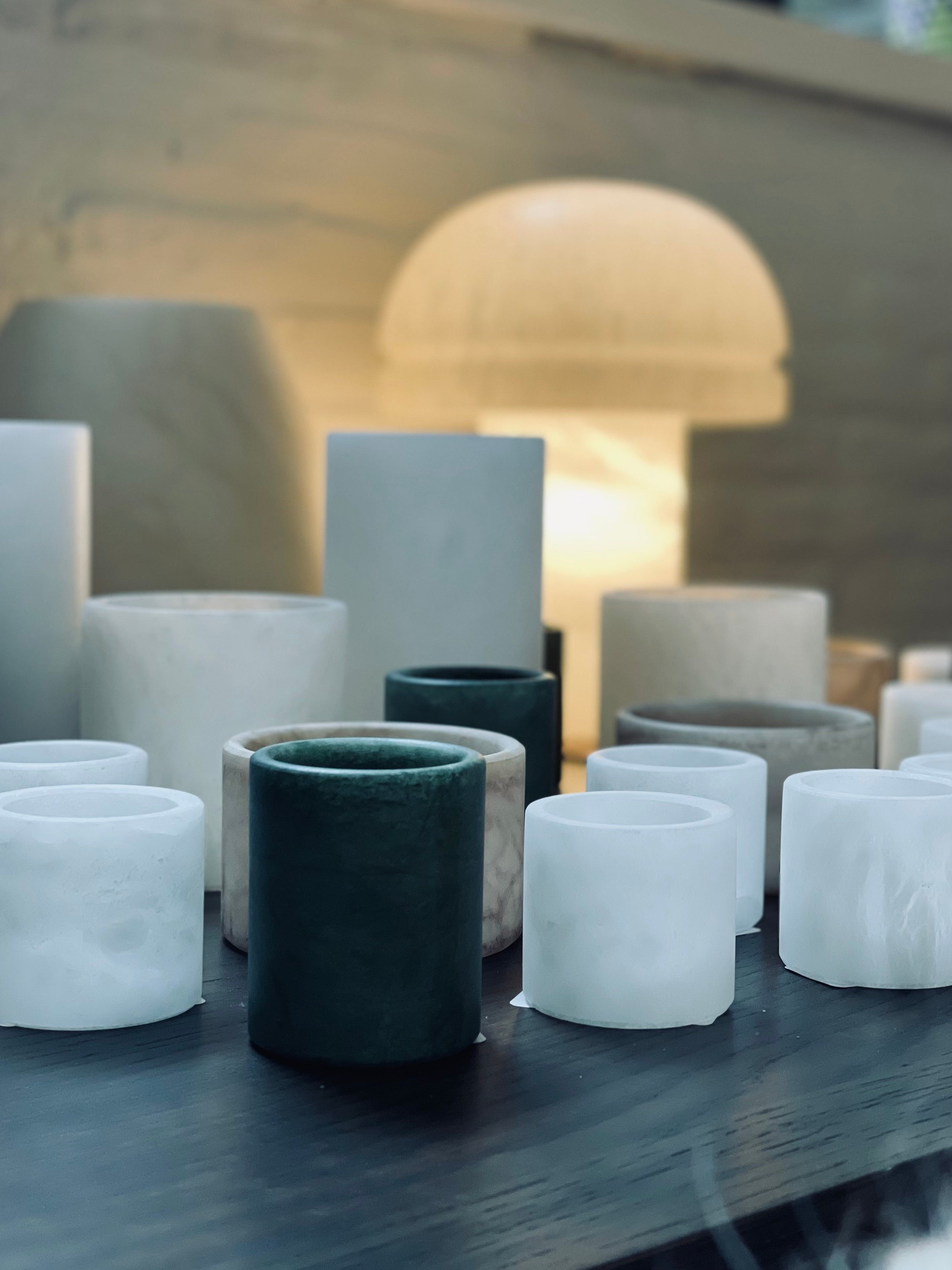 Candle holder alabaster white XS