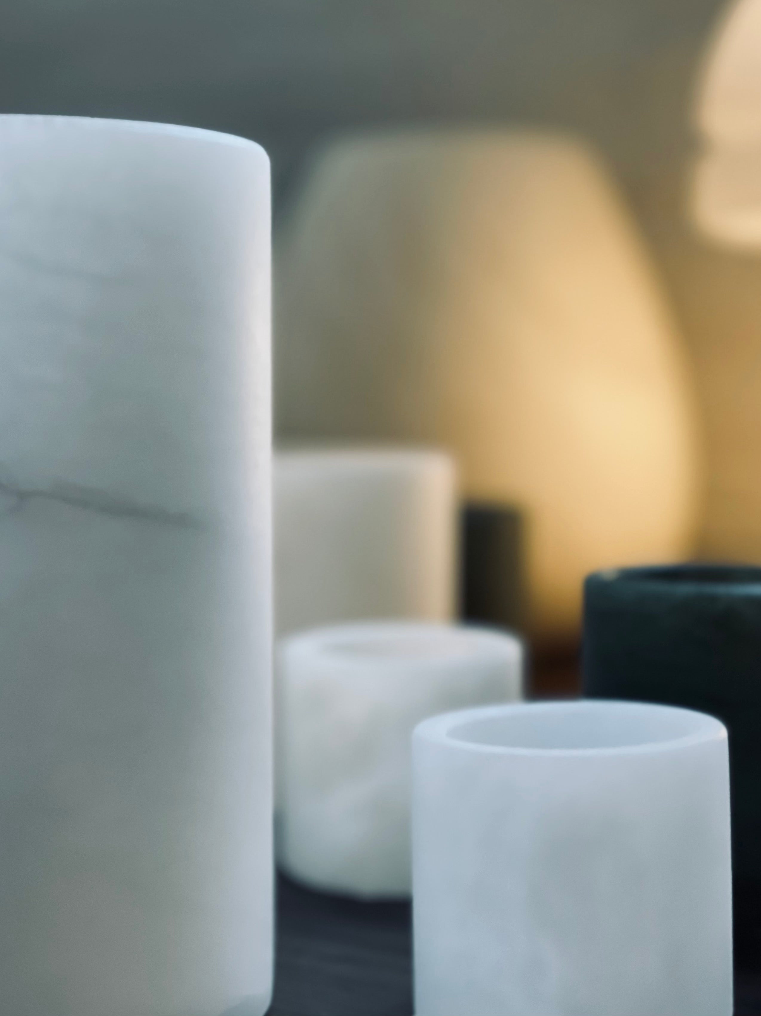 Candle holder alabaster white XS
