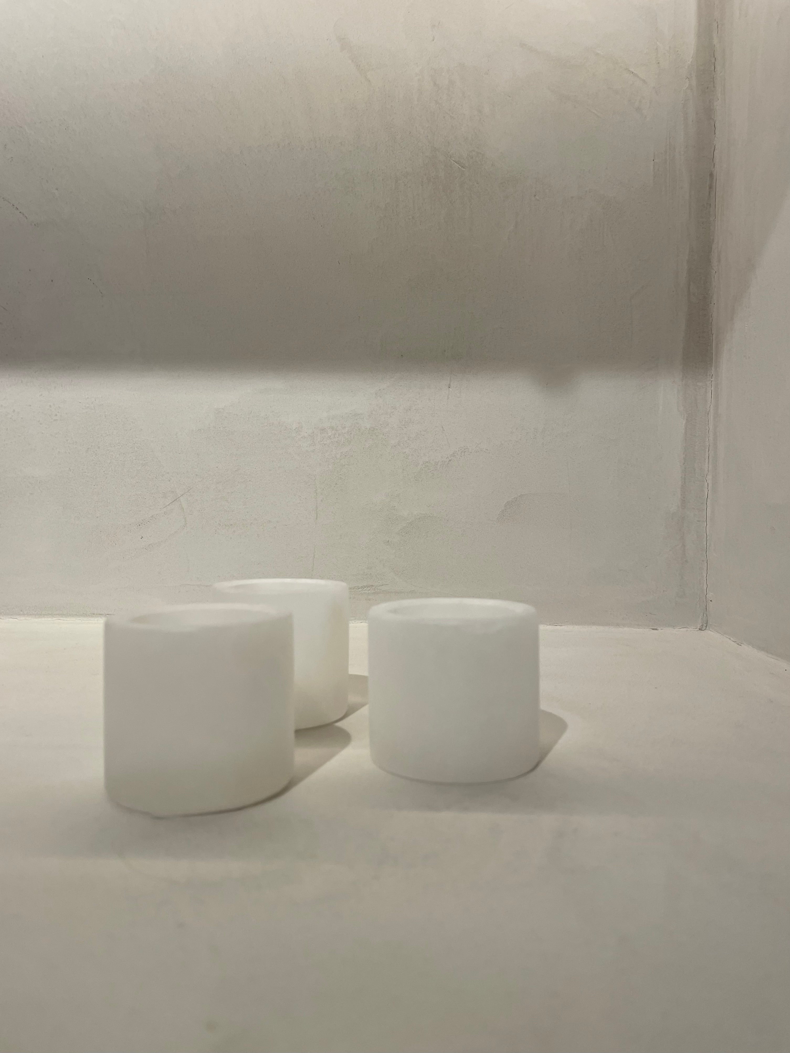Candle holder alabaster white XS