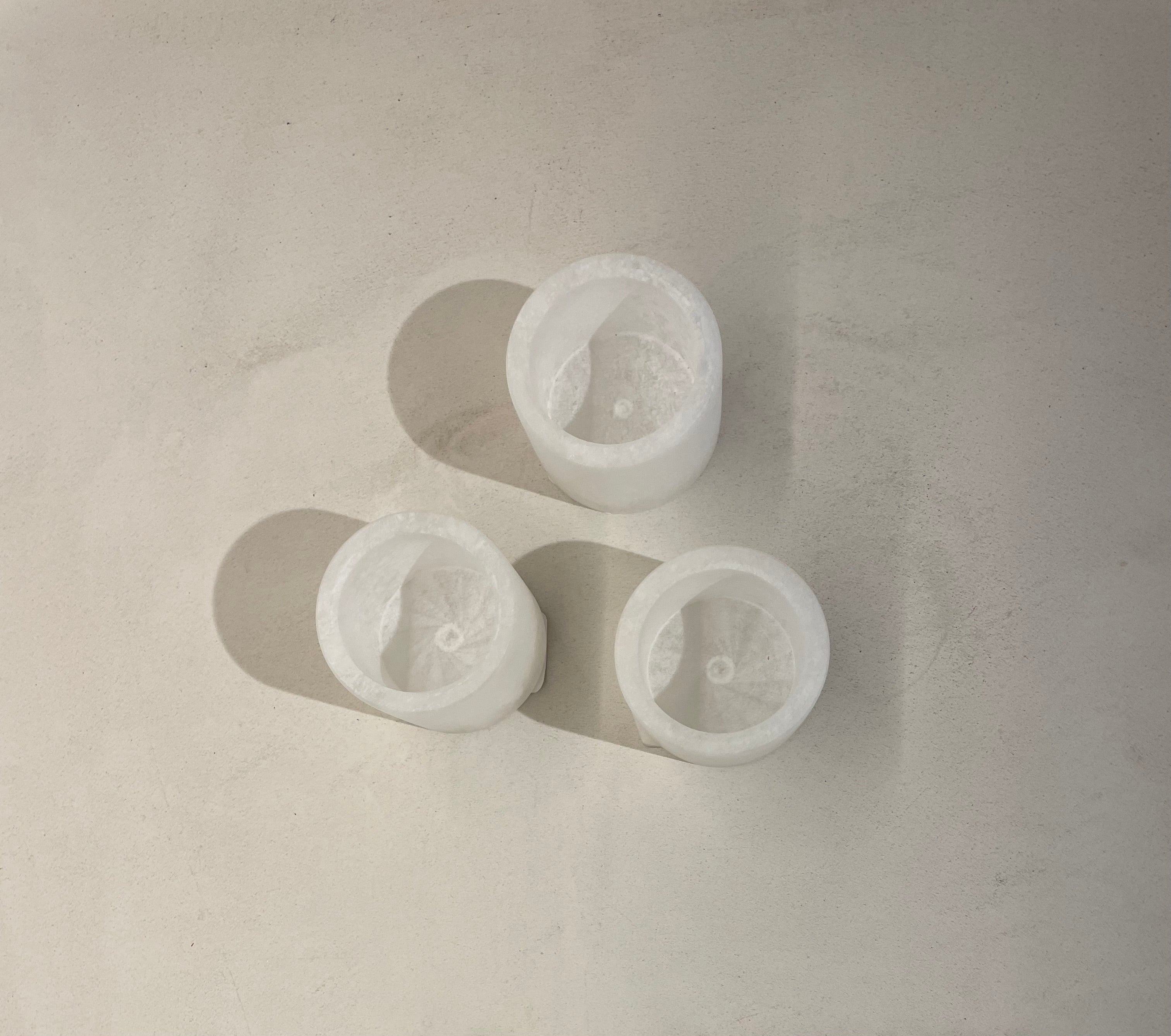 Candle holder alabaster white XS
