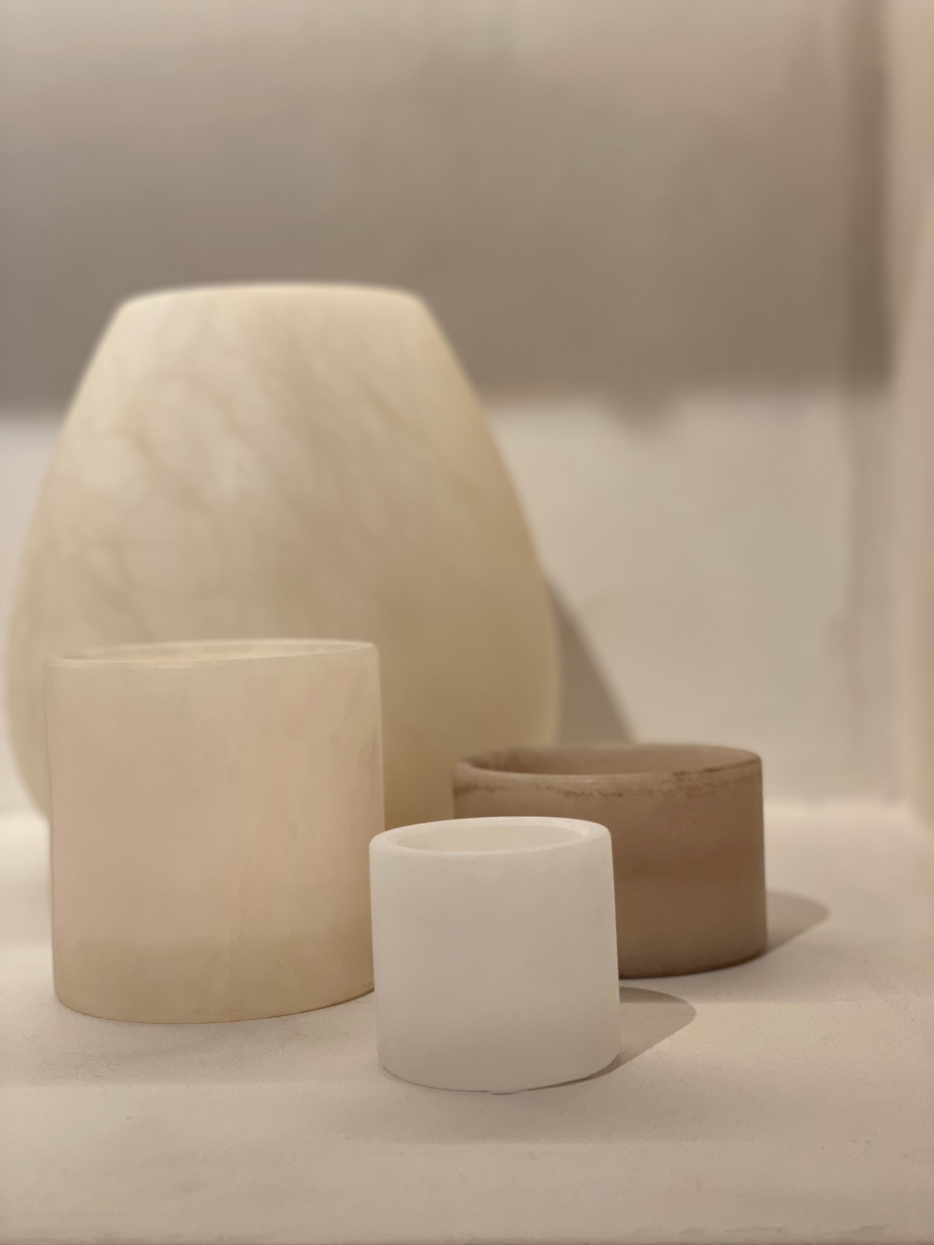 Candle holder alabaster beige L