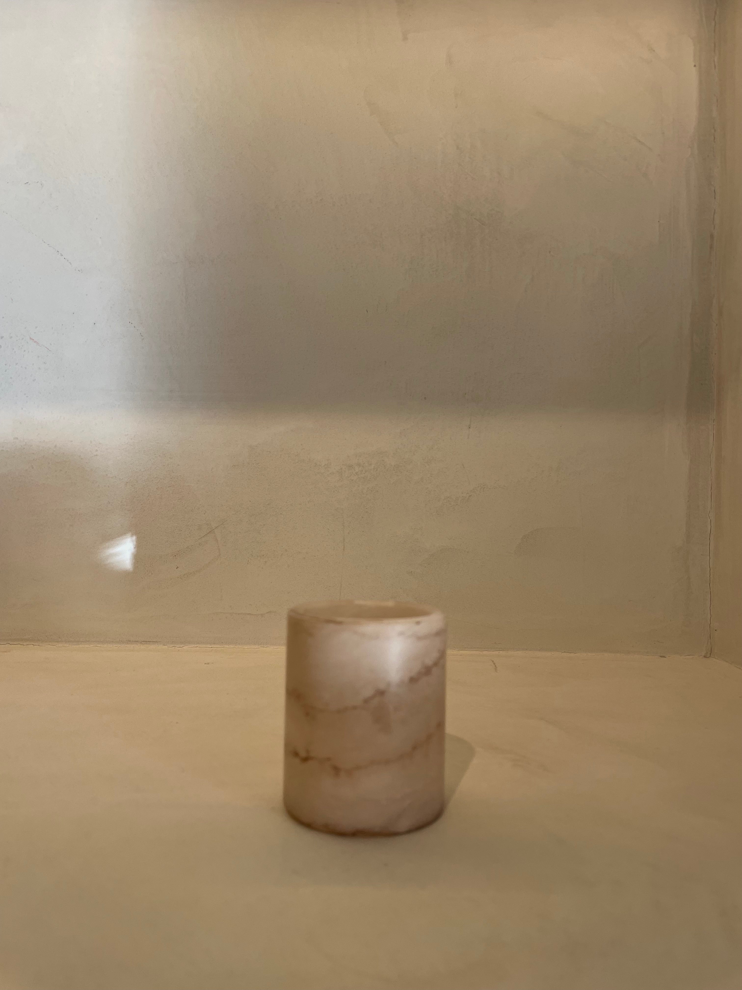 Candle holder alabaster tierra S