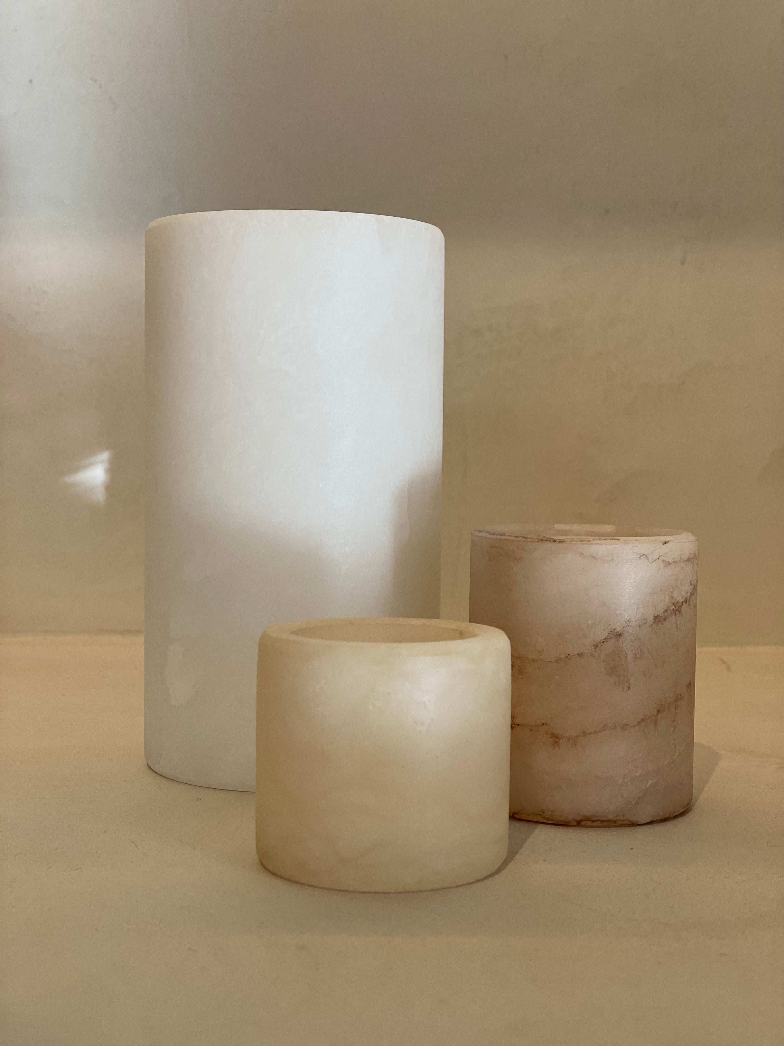 Candle holder alabaster white M