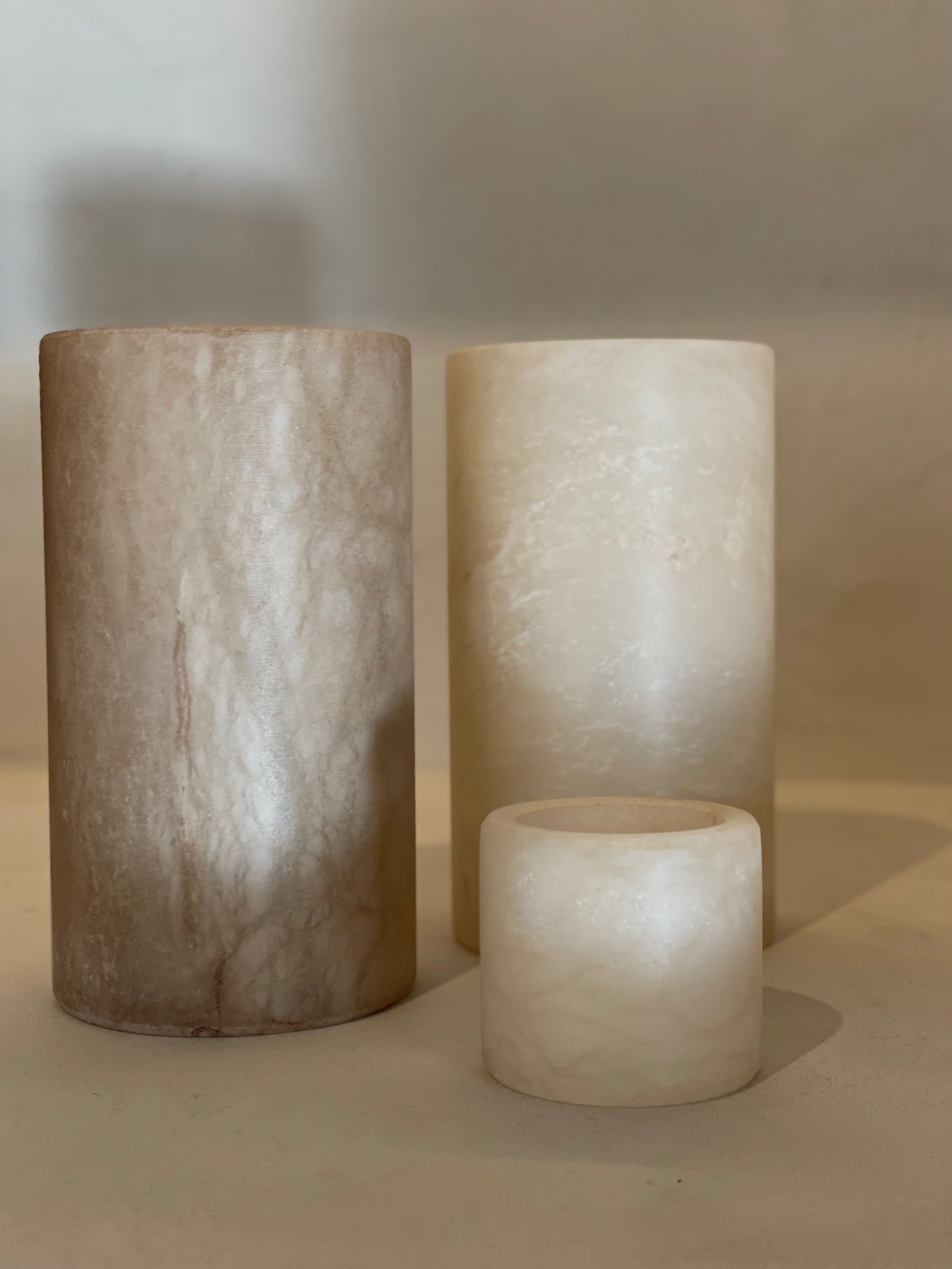 Candle holder alabaster beige M