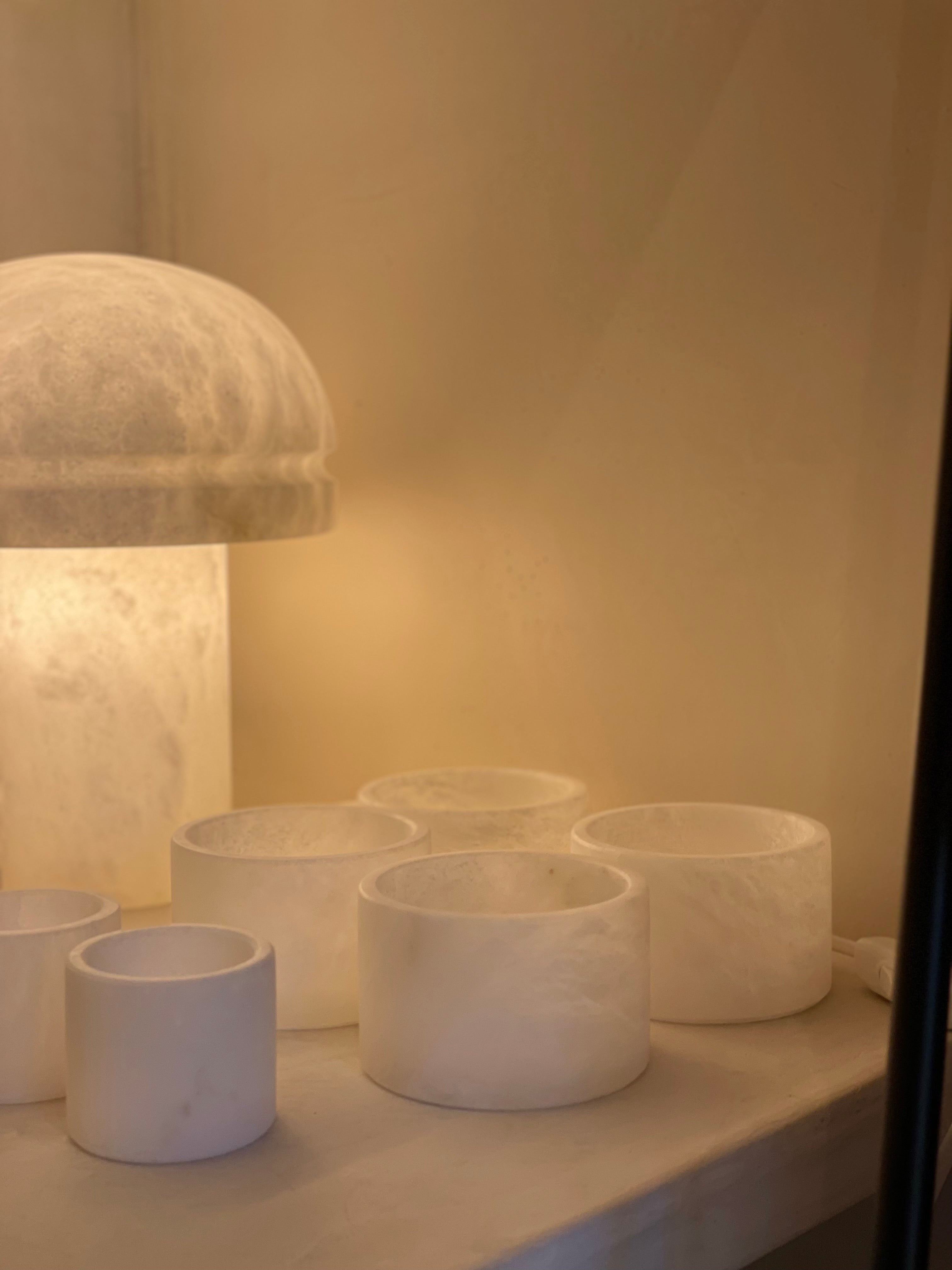 Bougeoir en albâtre blanc S bas