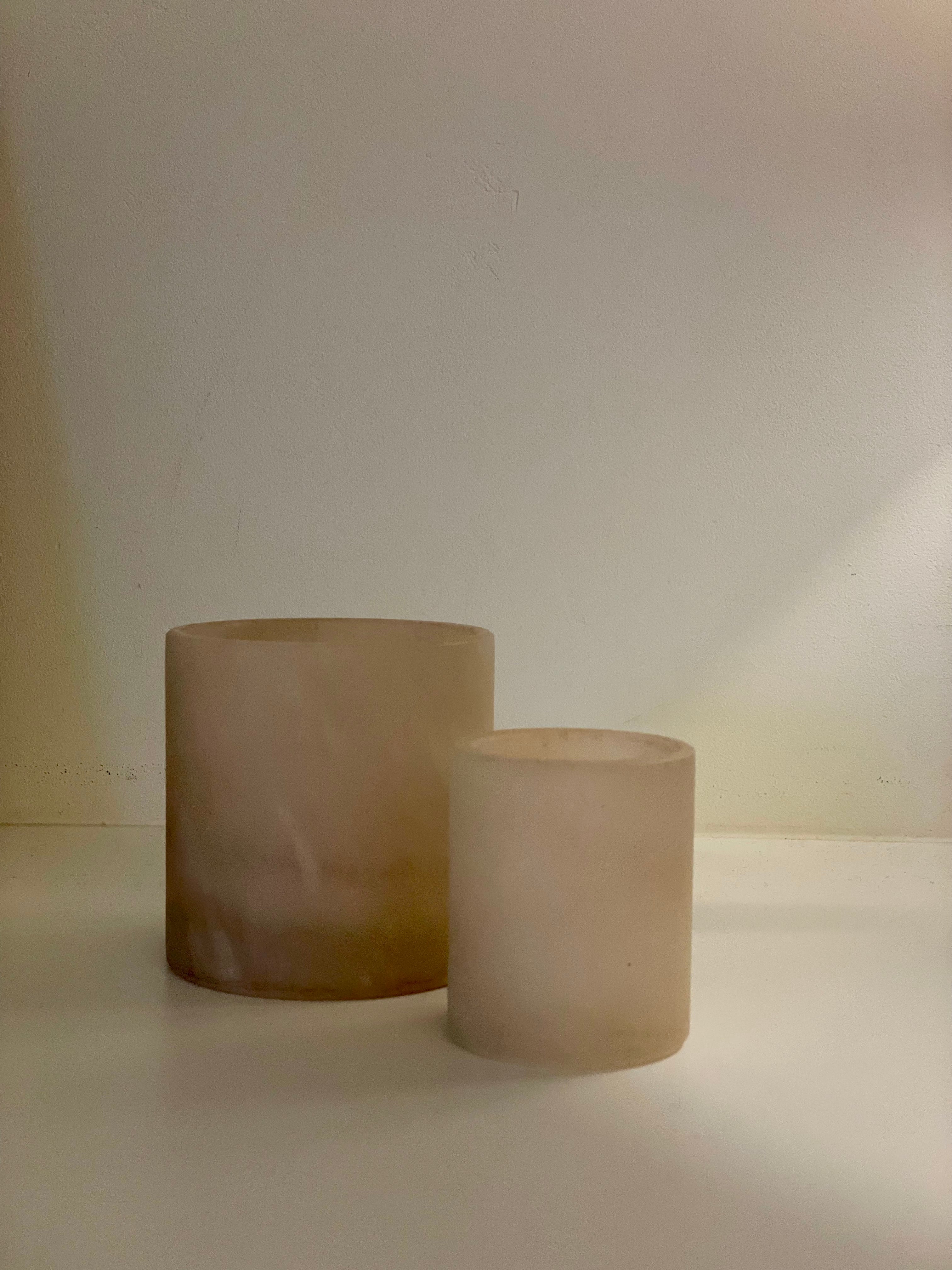 Candle holder alabaster beige S