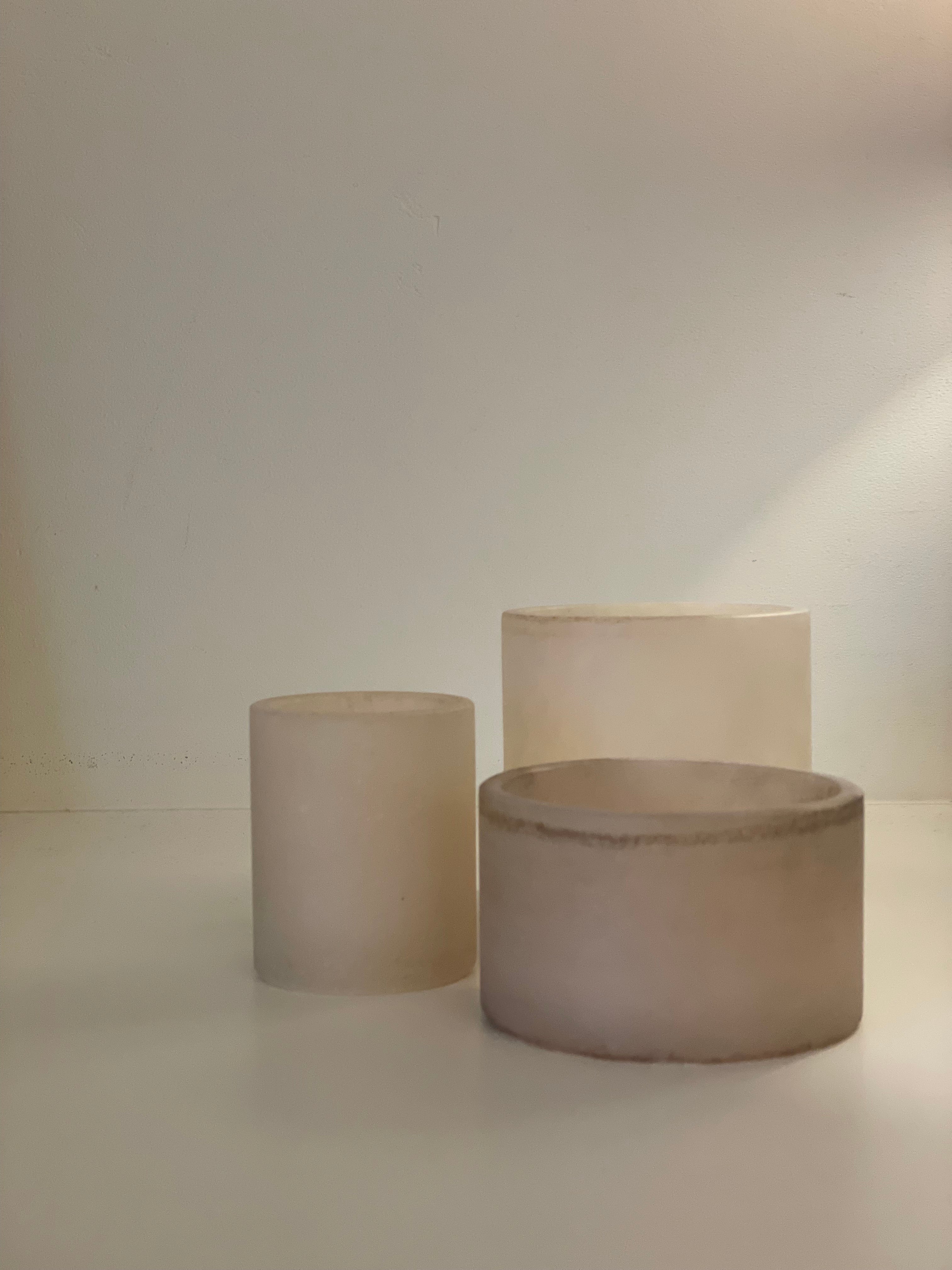 Bougeoir en albâtre beige S