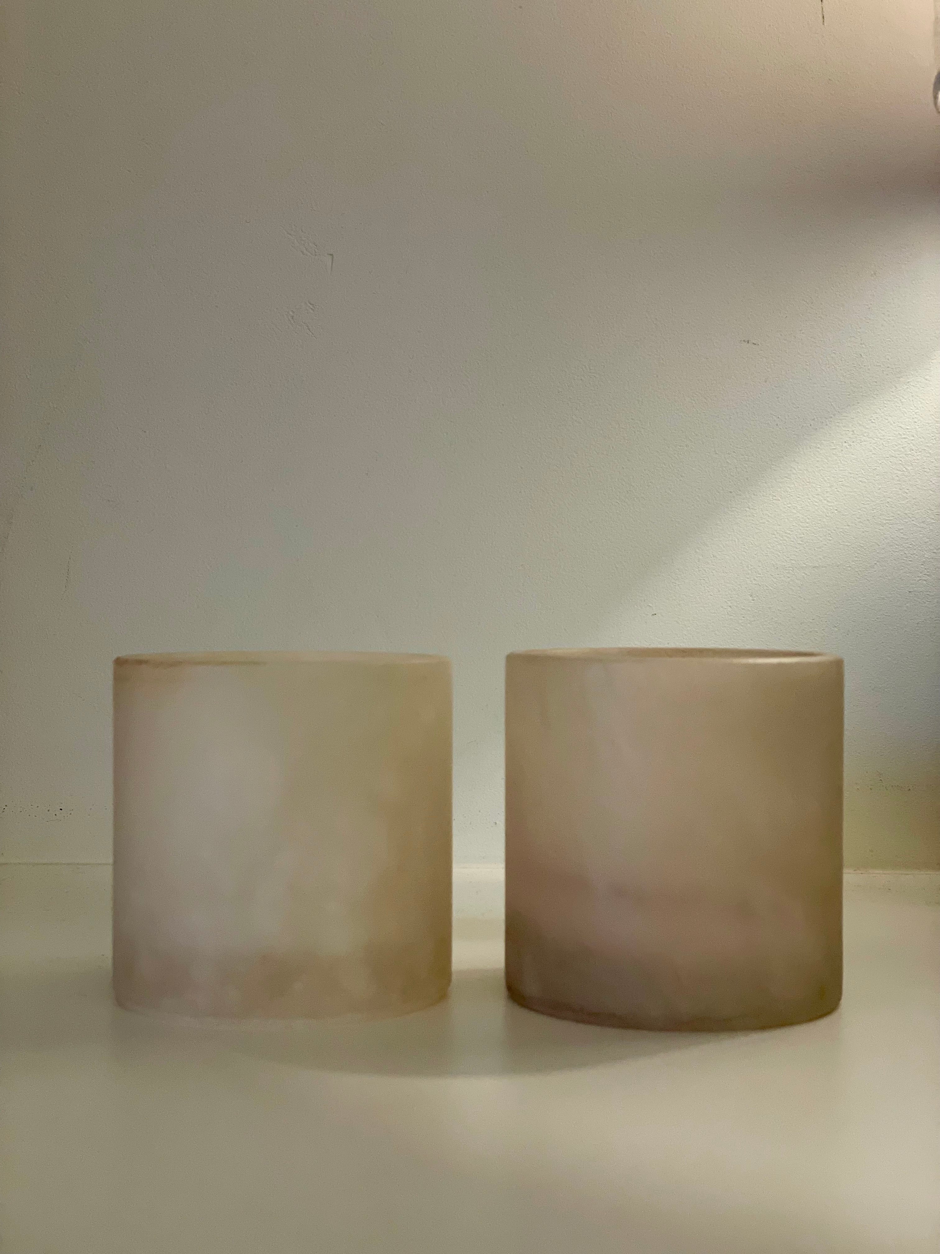 Candle holder alabaster Tierra S wide