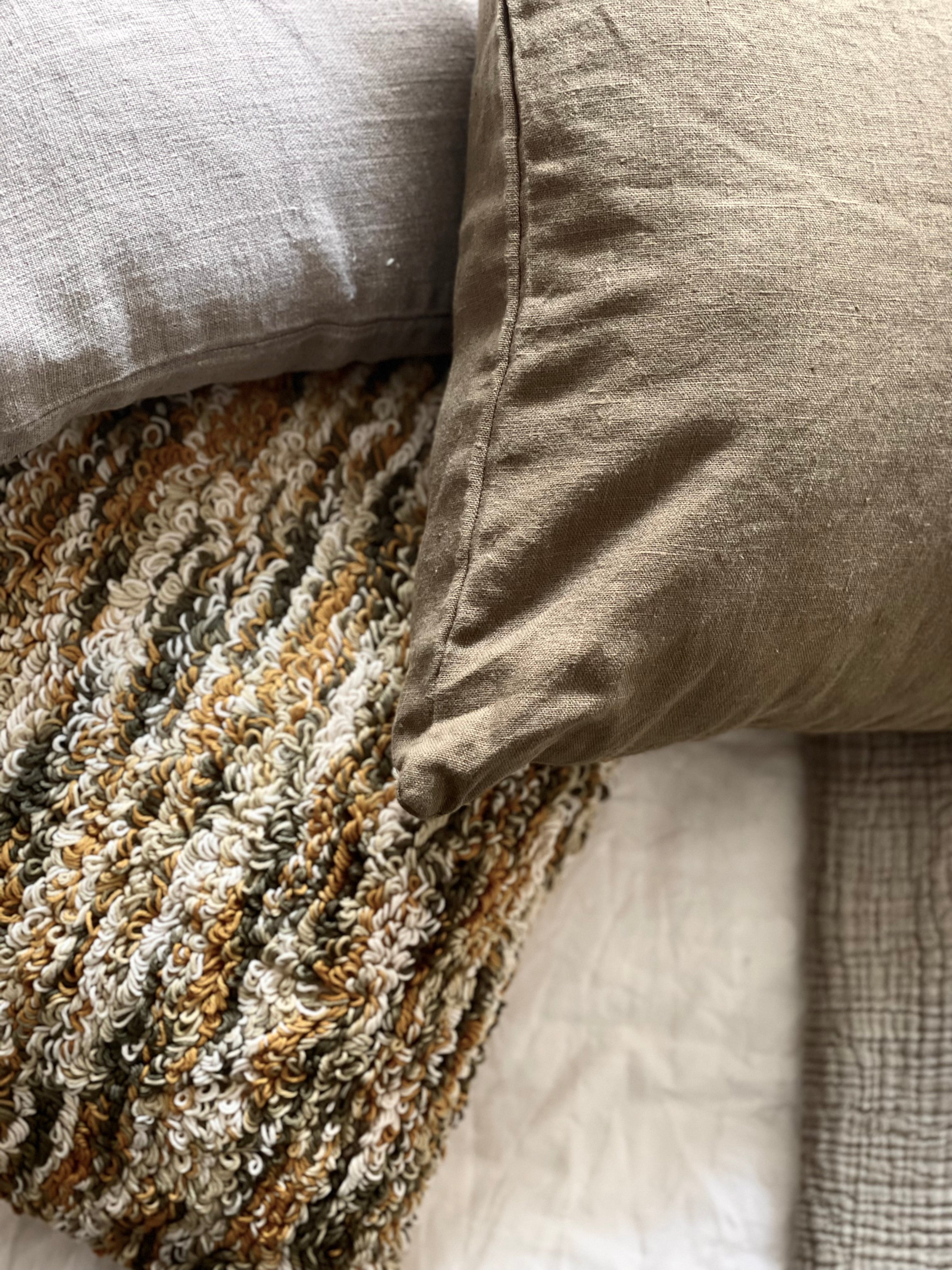 Coussin couverture en lin - Naturel