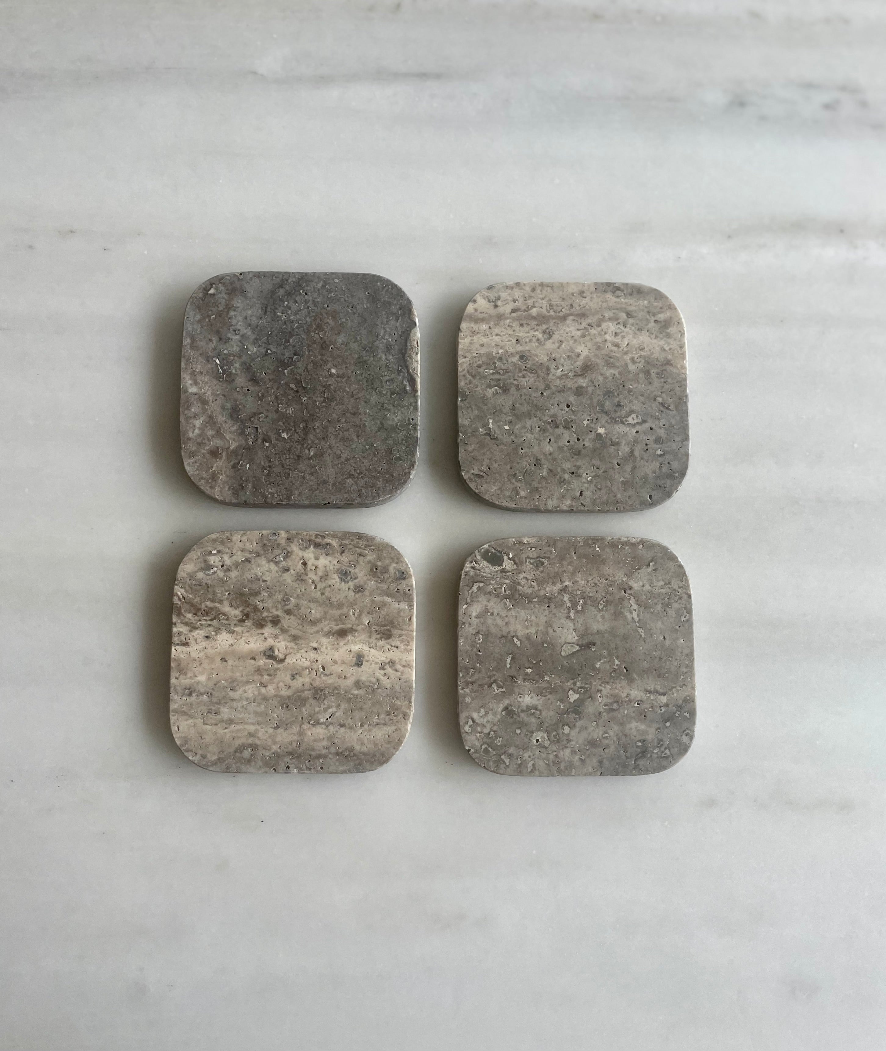 Coasters travertine grey - set of 4