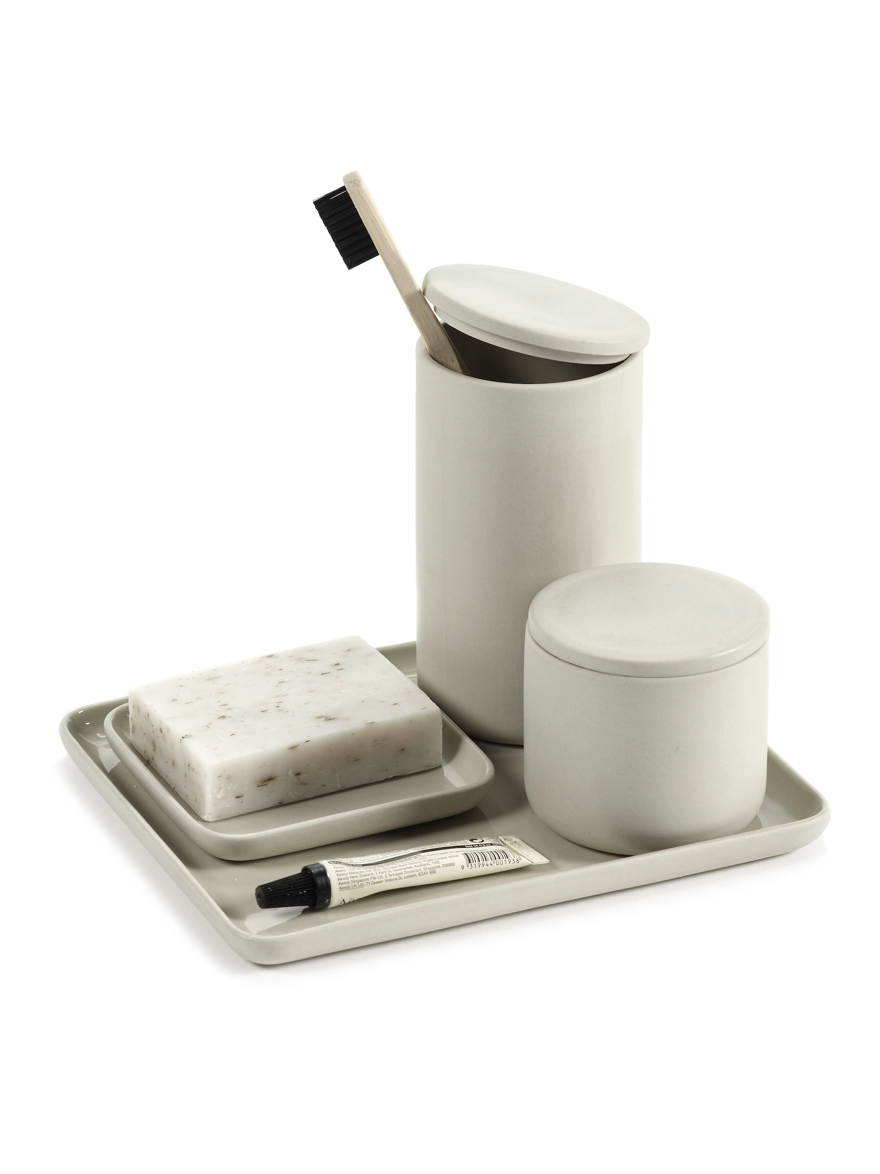 Small beige storage box with lid - Bertrand Lejoly