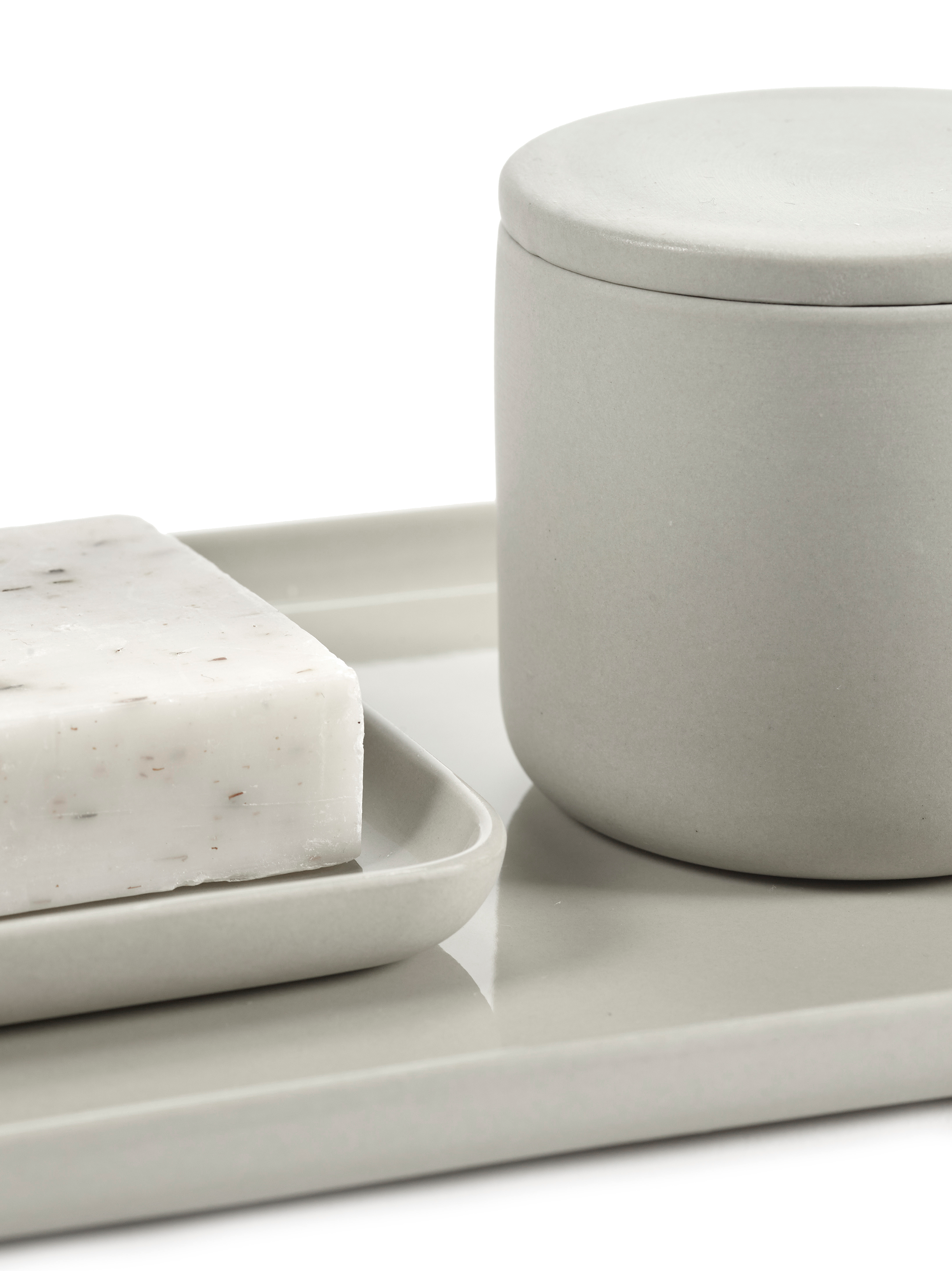 Boîte de rangement ovale haut avec couvercle beige - Bertrand Lejoly