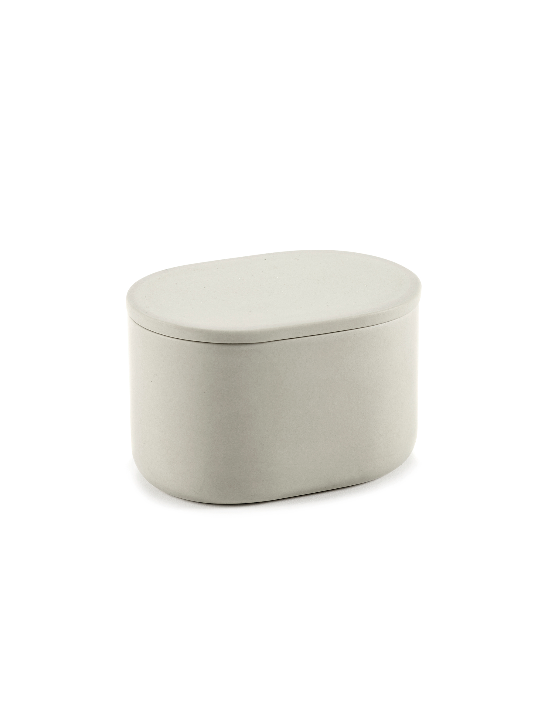 Boîte de rangement ovale haut avec couvercle beige - Bertrand Lejoly