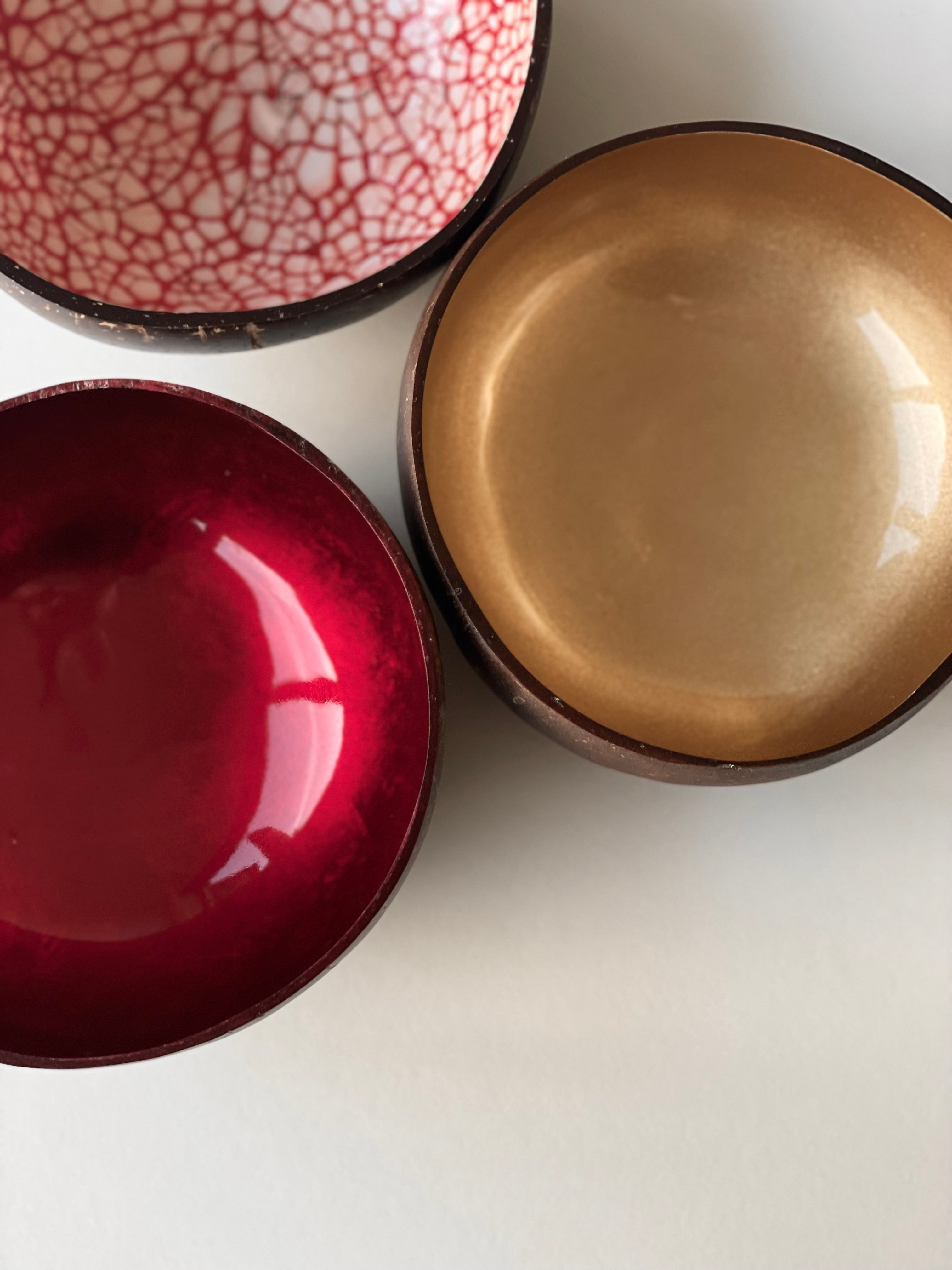Coconut Bowl - Red Metallic Paint
