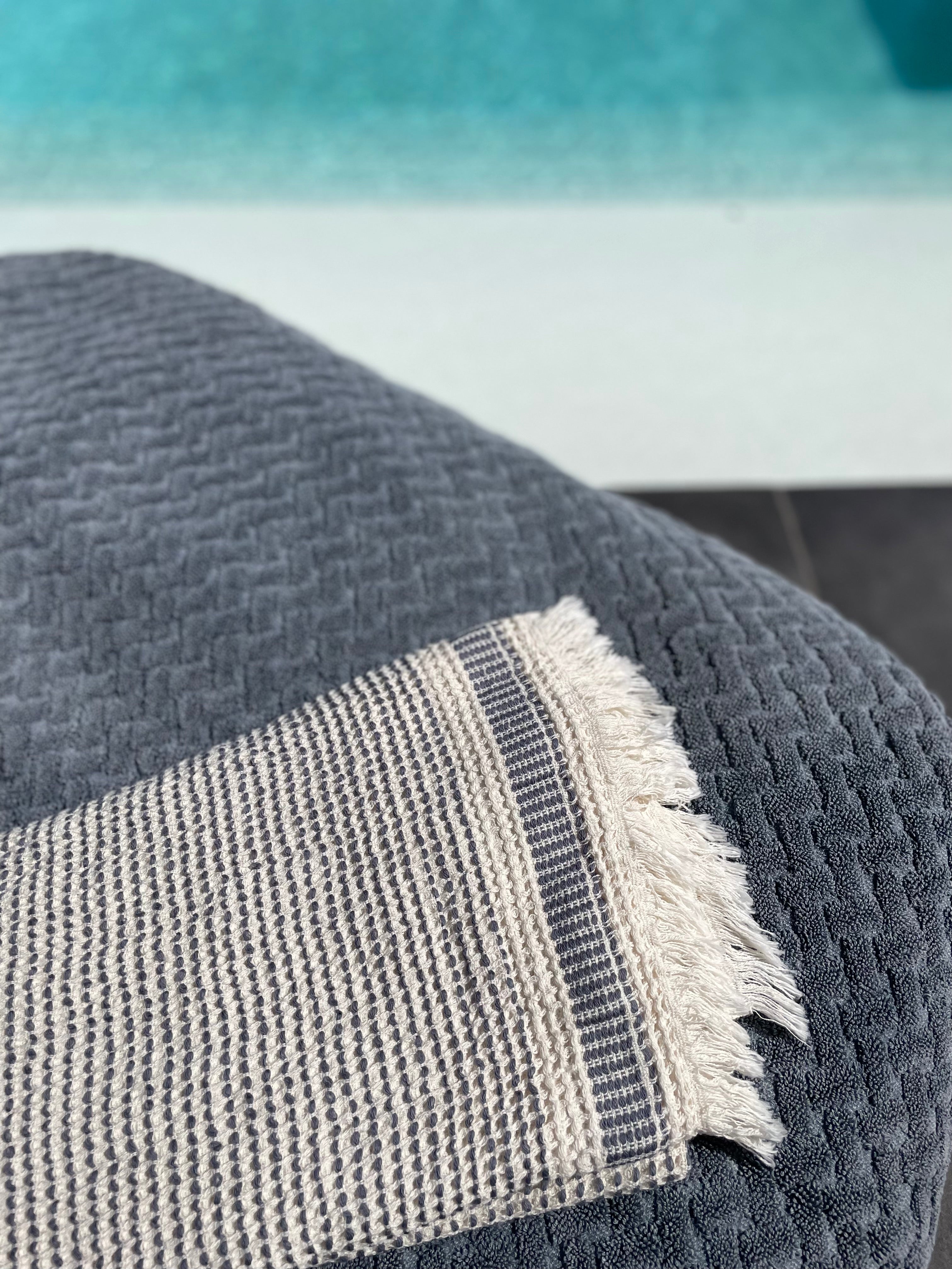 Handdoek Waffle grijs-blauw