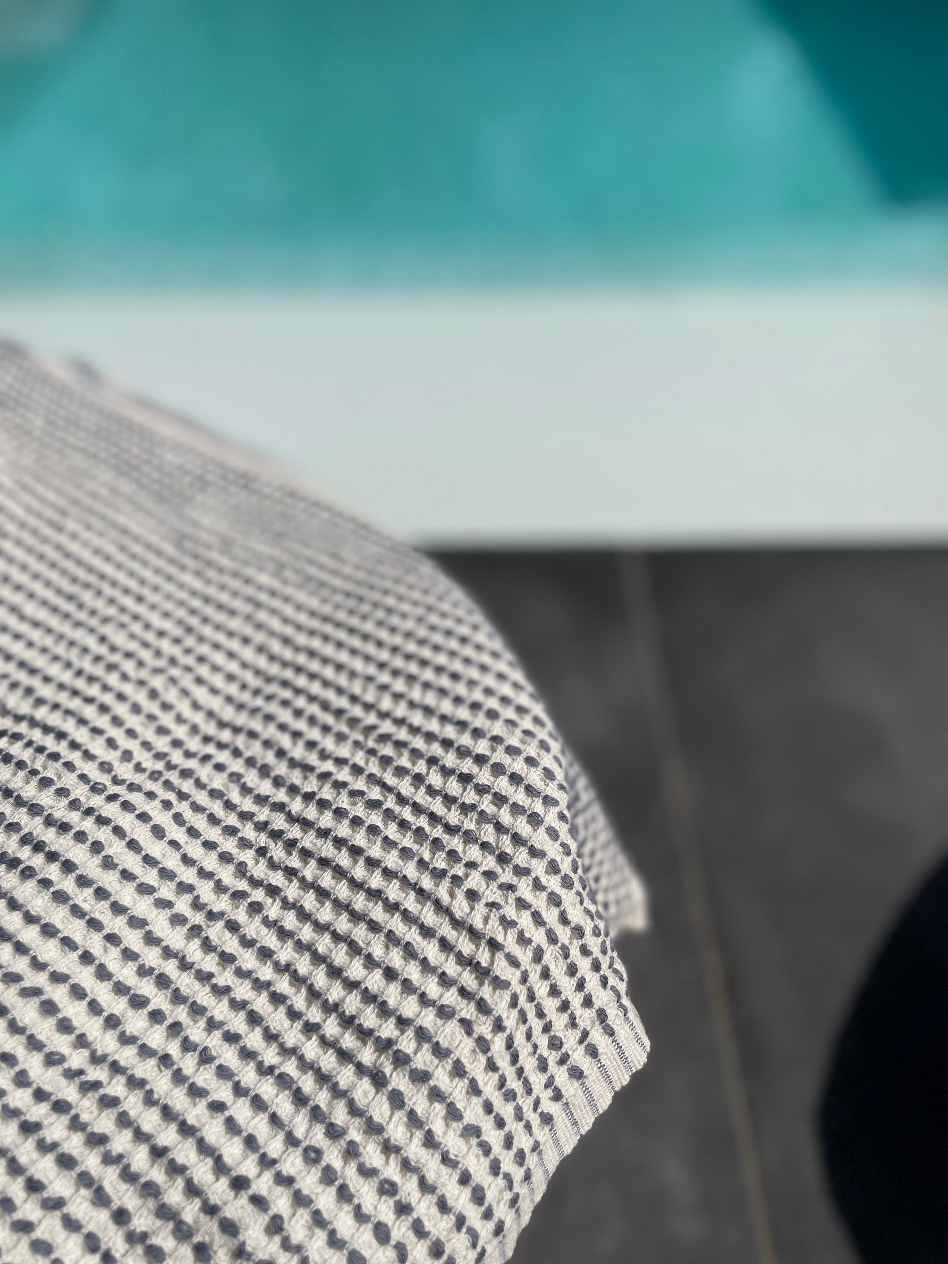Handdoek Waffle grijs-blauw