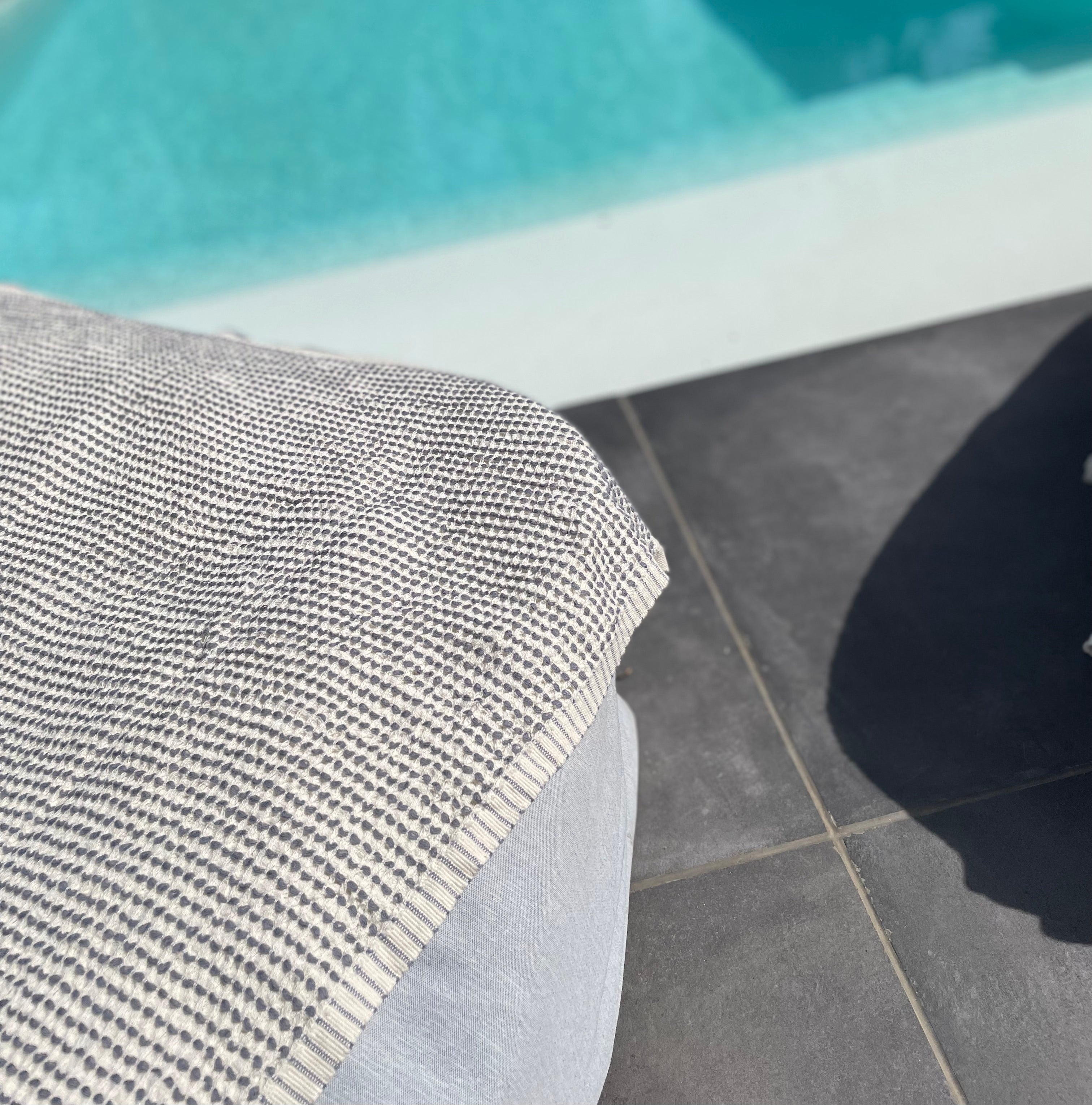 Handdoek Waffle grijs-blauw