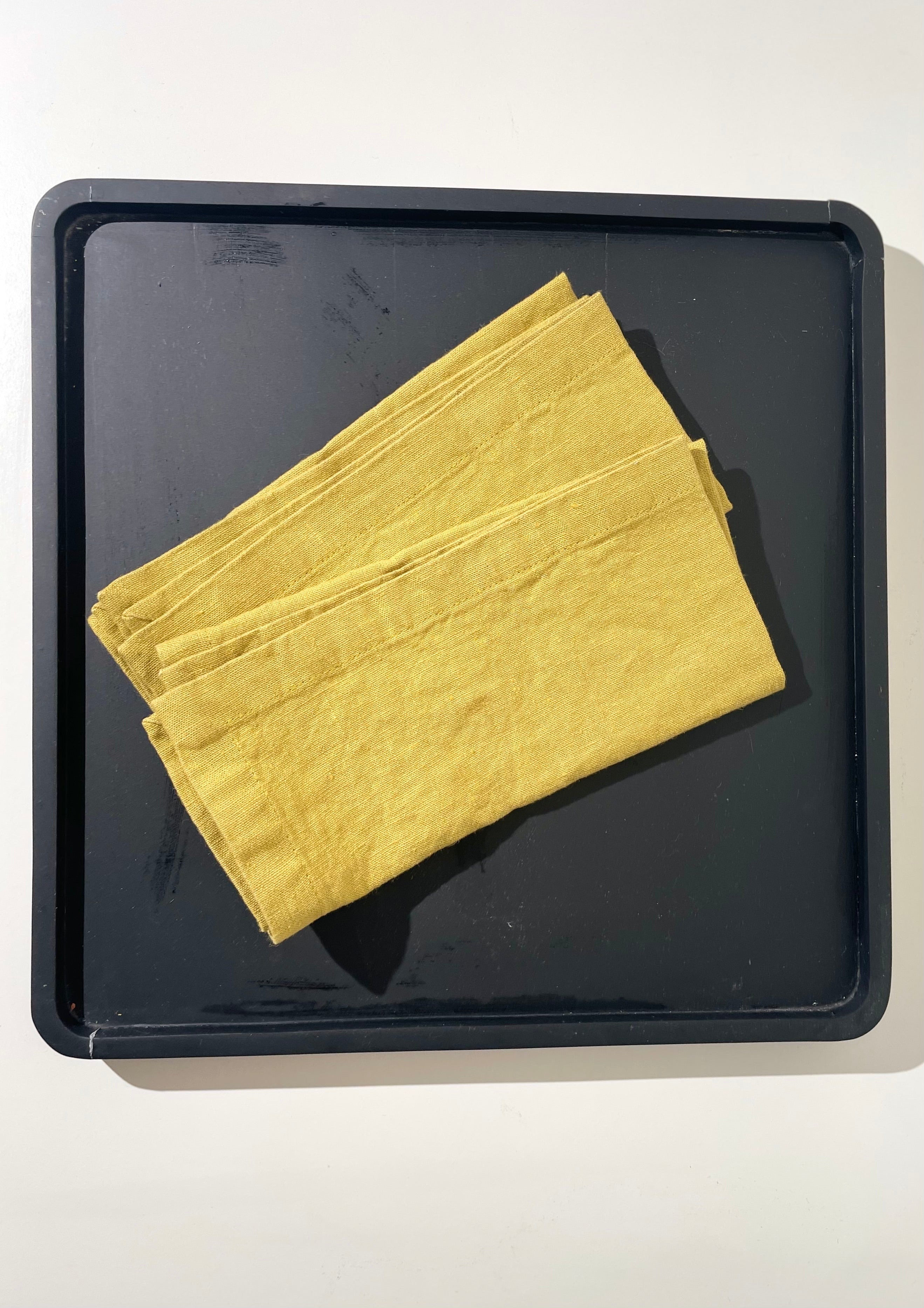 Currygeel linnen servietten - set van 4