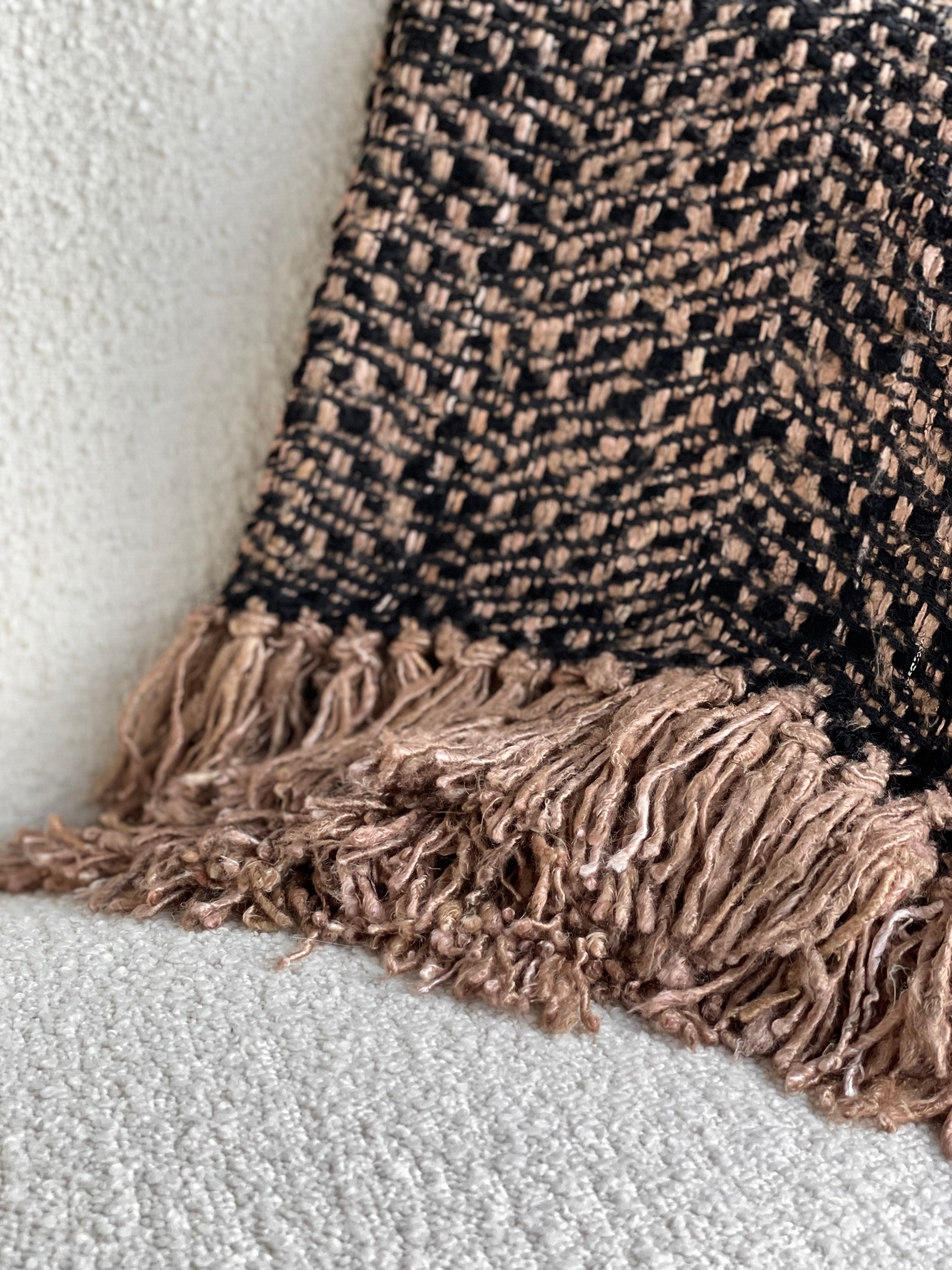 Plaid en coton - noir - cuivre