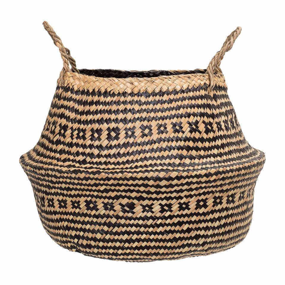 Storage basket in black seagrass