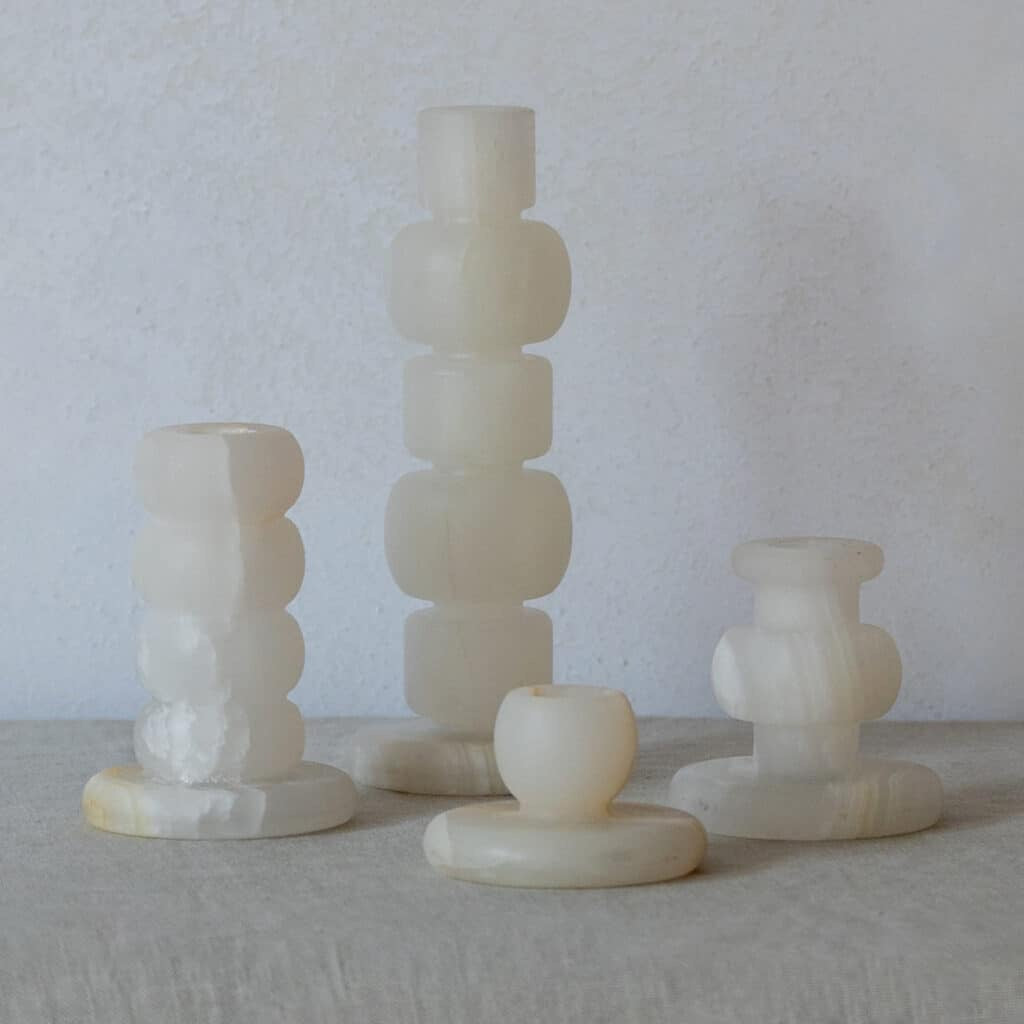 Candlestick onyx white L