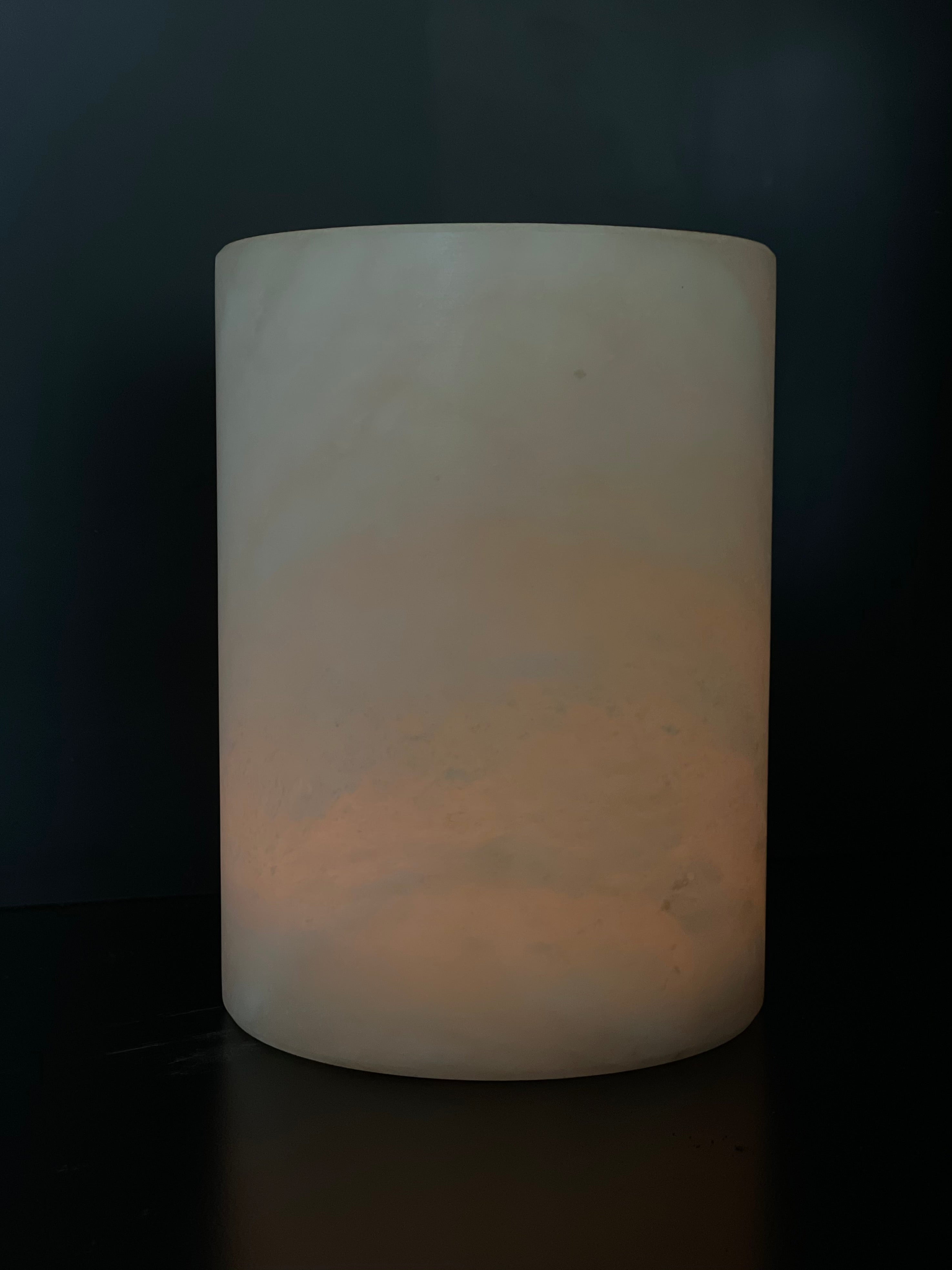 Bougeoir/Vase albâtre beige L