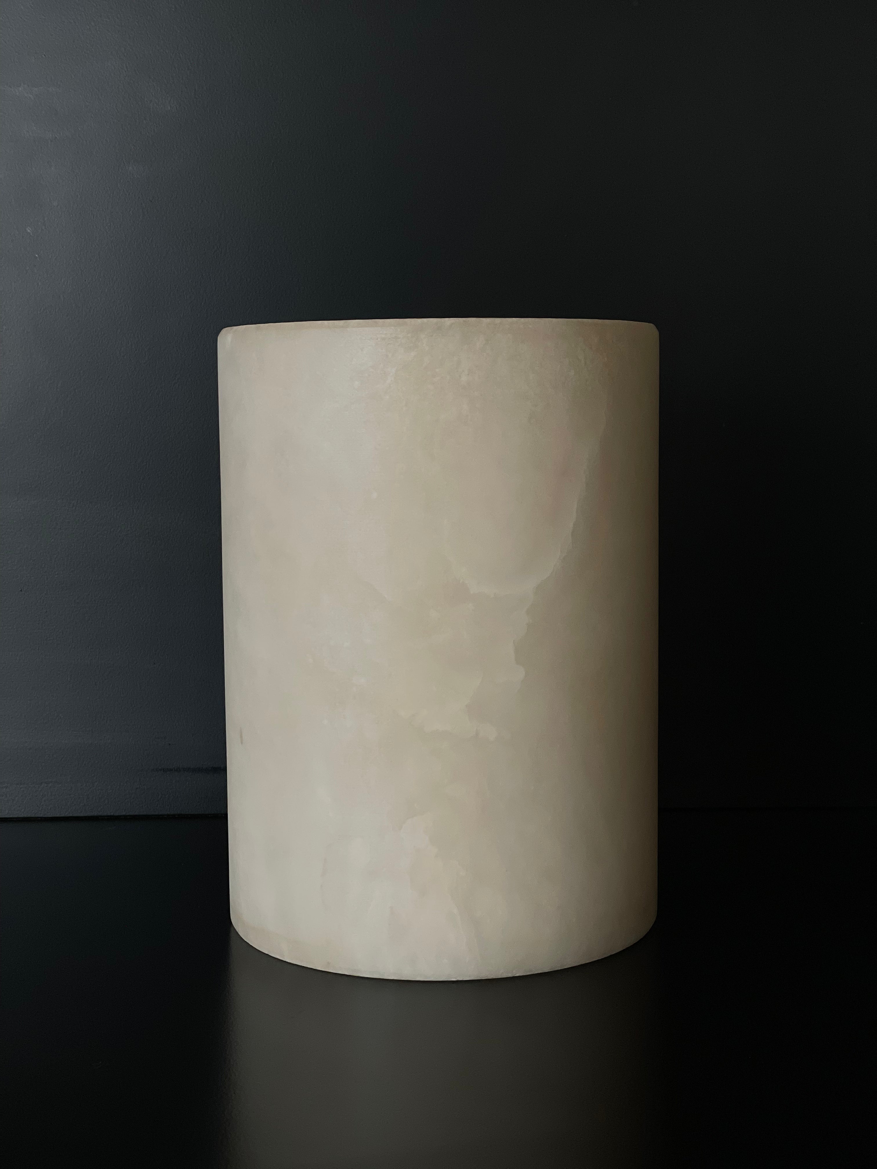 Bougeoir/Vase albâtre beige L