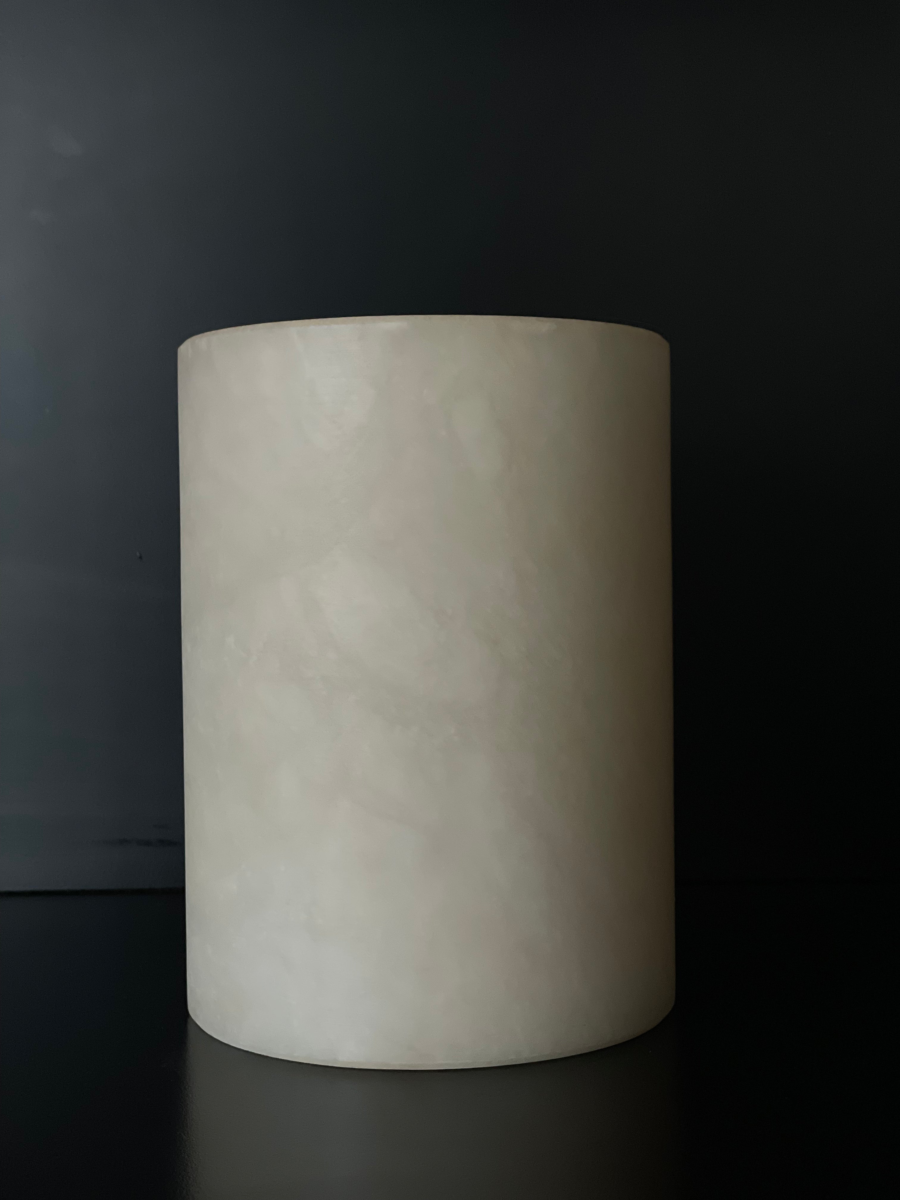Bougeoir/Vase albâtre beige L