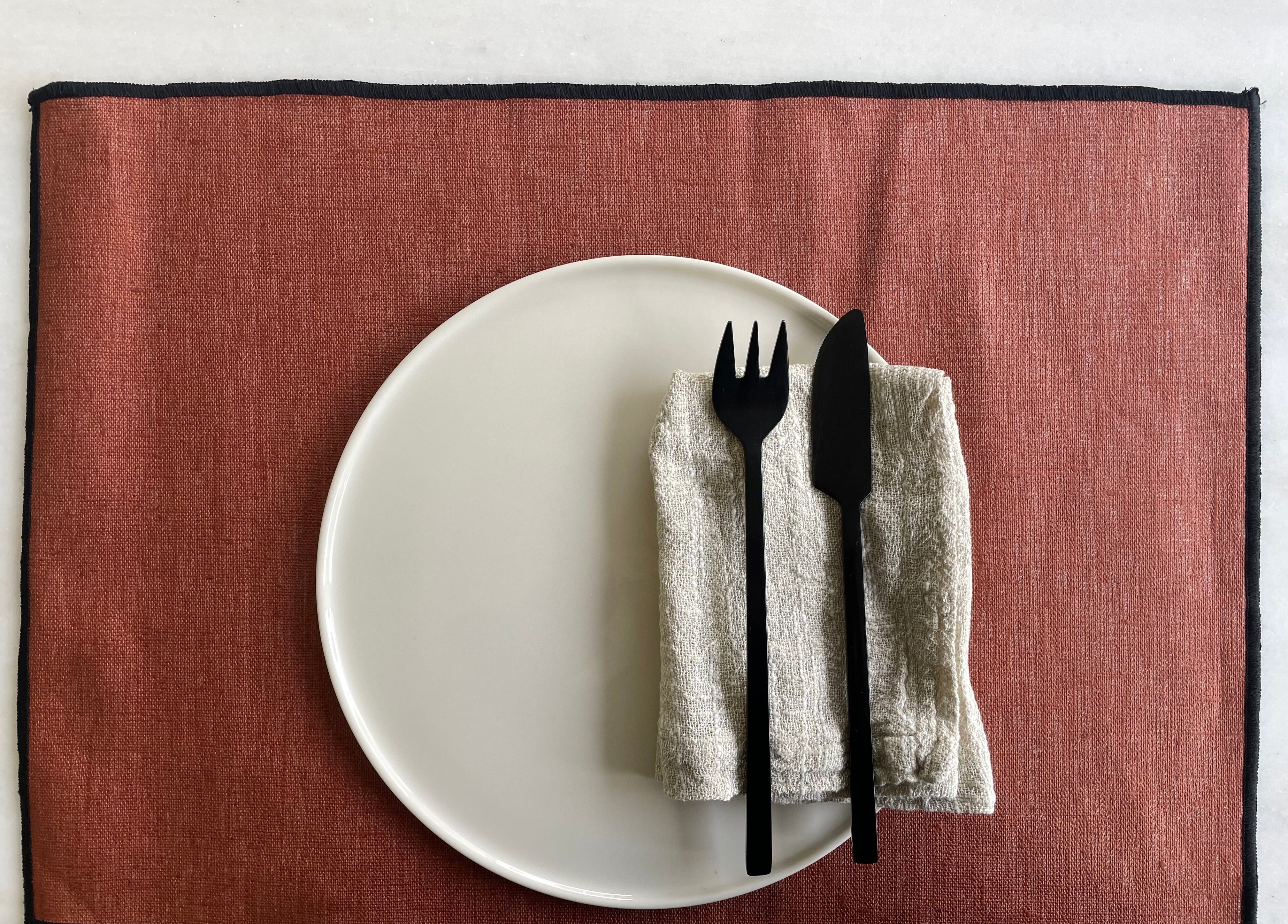 Placemats linen with coating - rust - set of 4