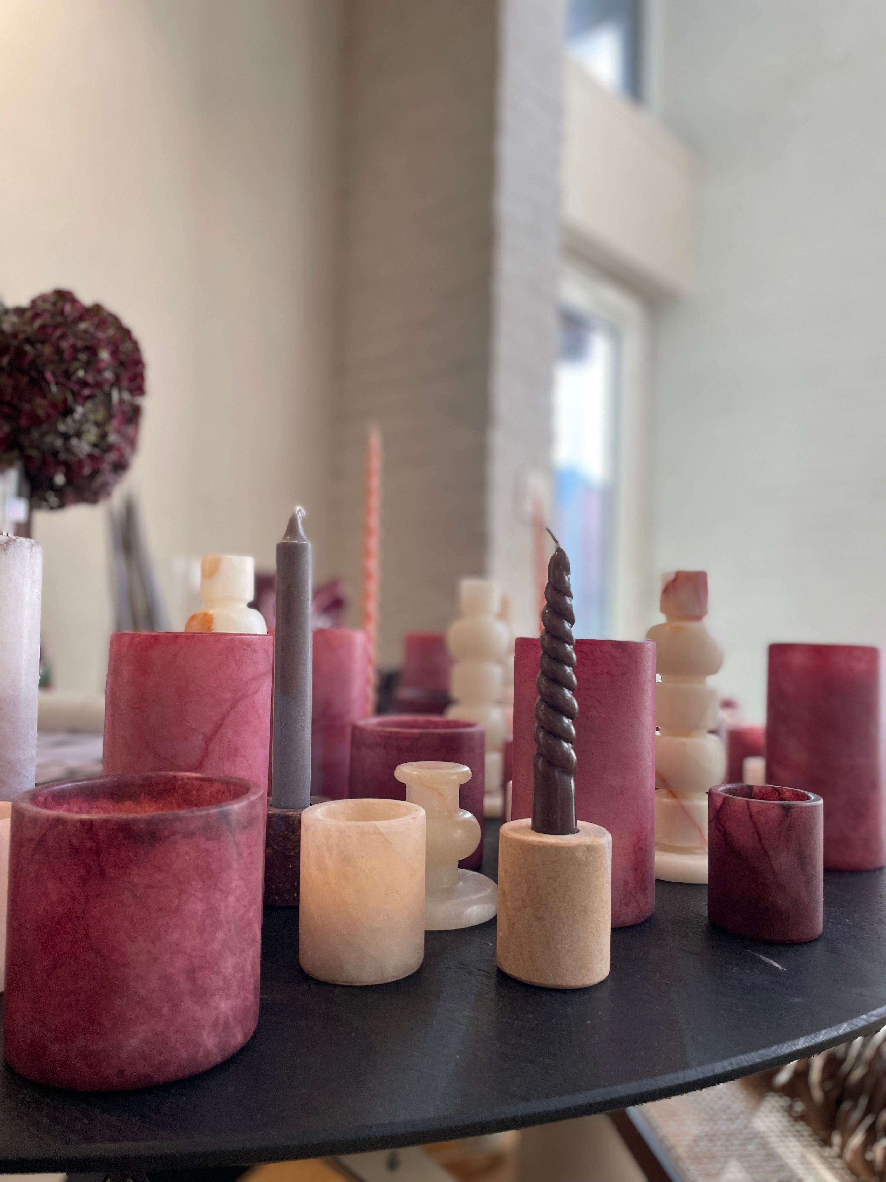 Candle holder alabaster burgundy M