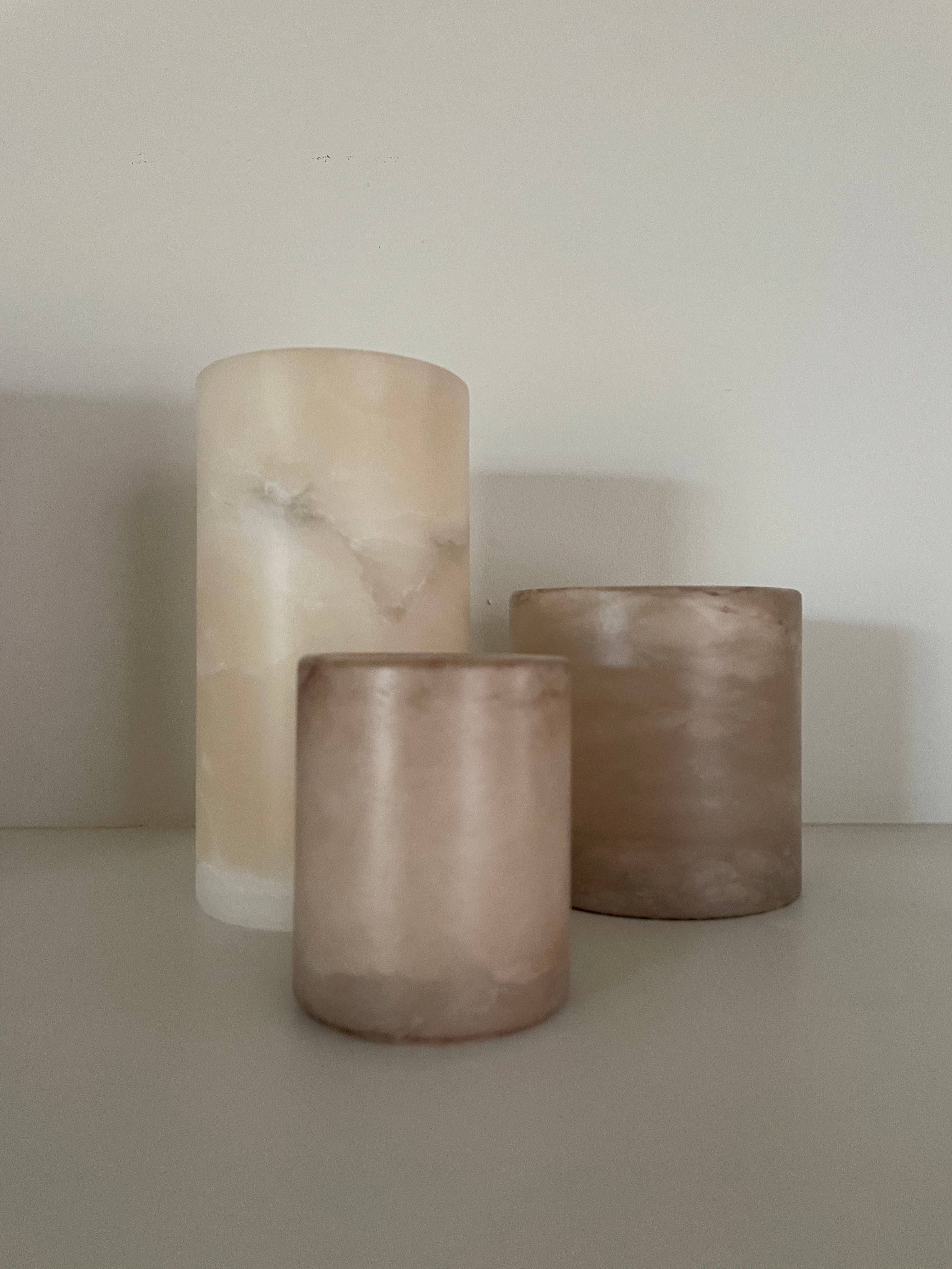 Candle holder alabaster Tierra S wide