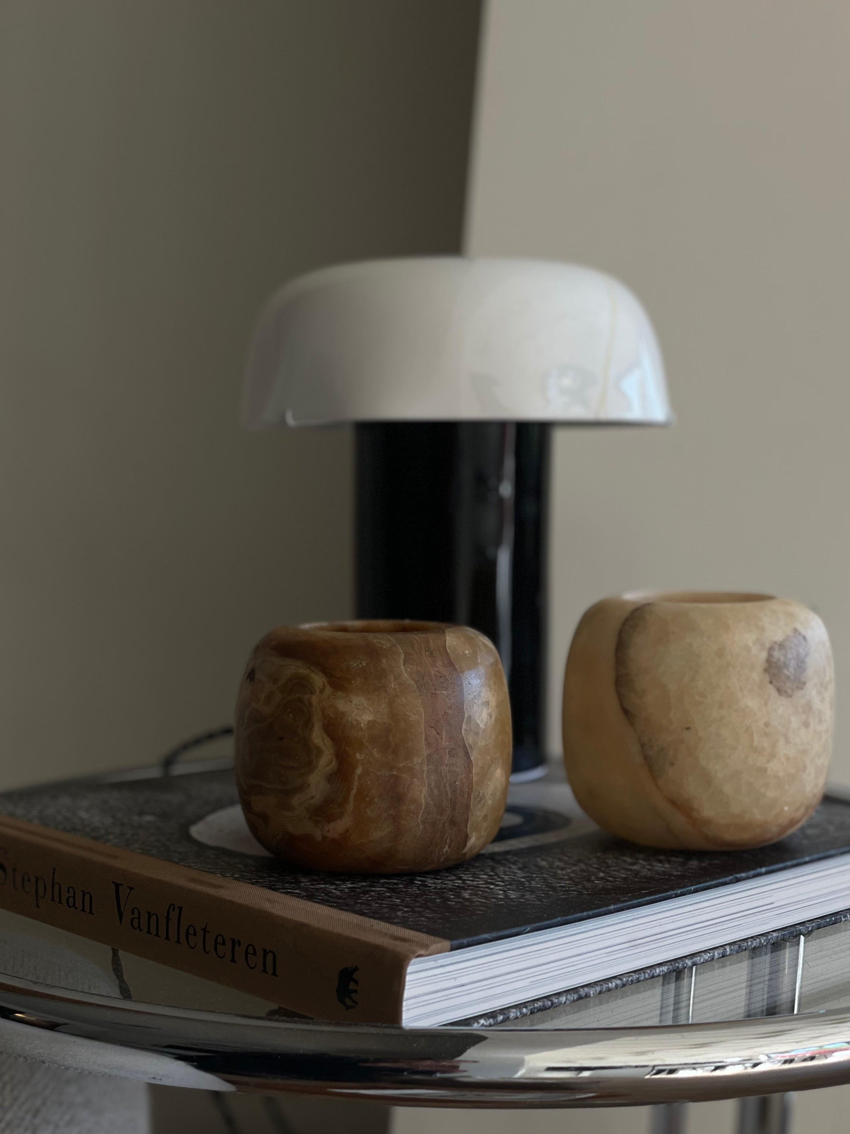 Egyptian Alabaster Set No. 1 - Set of 2 - Spherical Shape