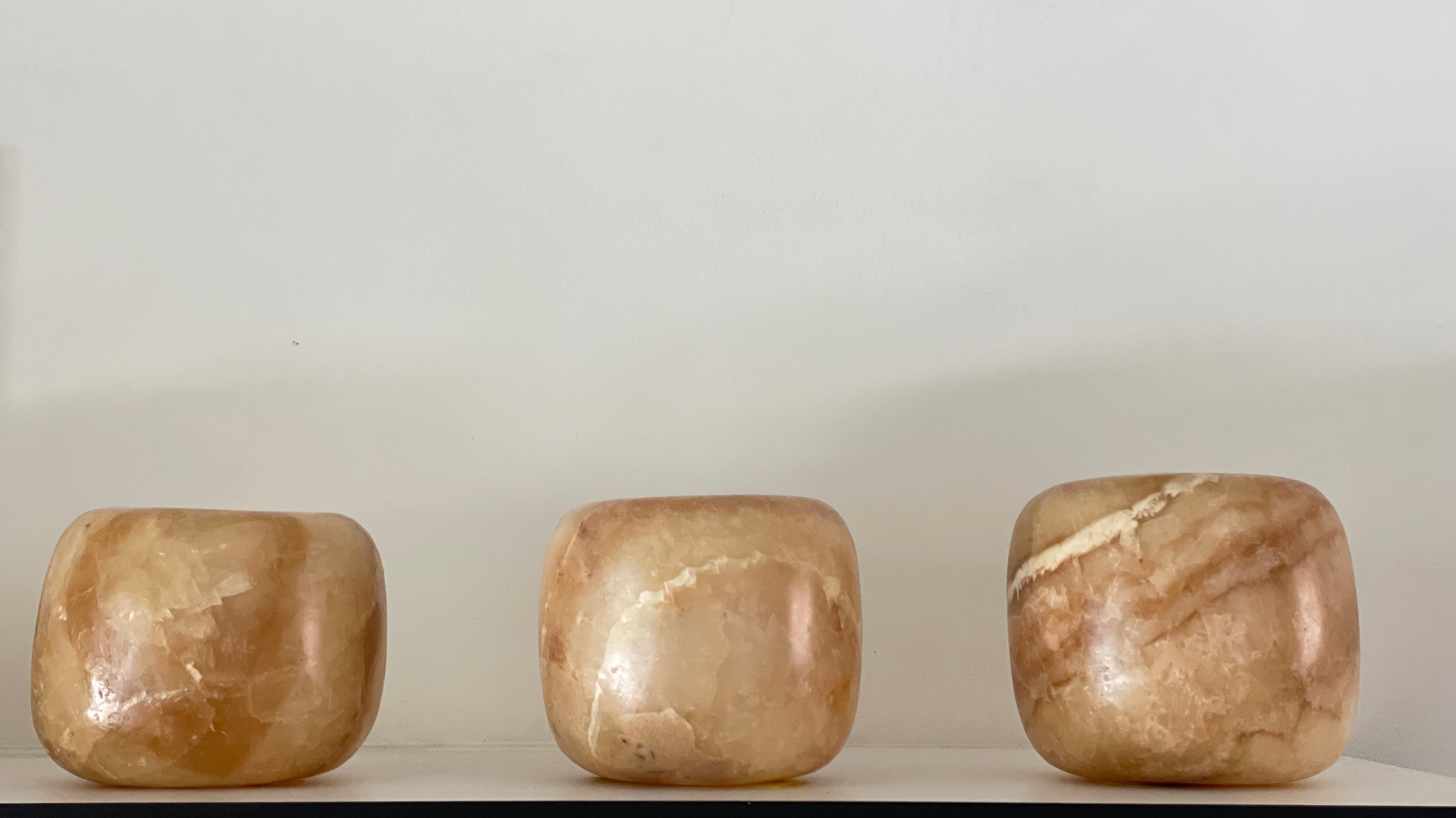 Set Egyptische albast N°2 - set van 3 - bolvorm