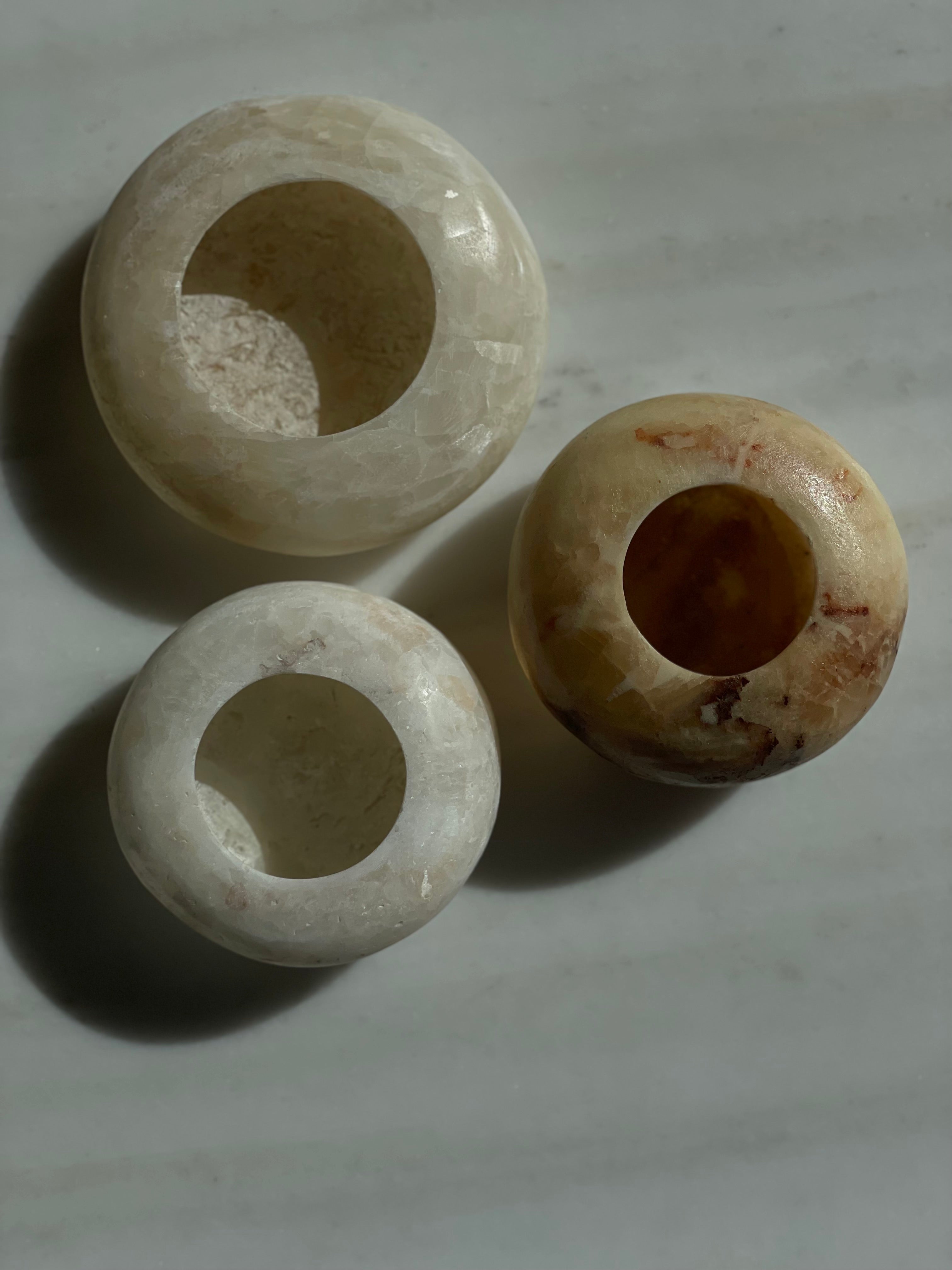 Set Egyptische albast N°13 - set van 3 - halo vorm